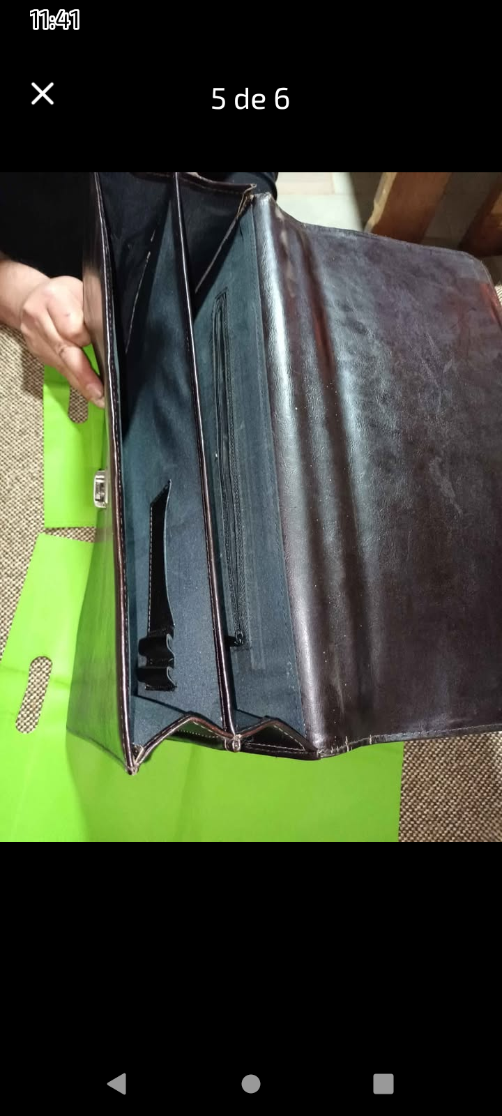 Maletín ejecutivo de cuero negro Vintage - miniatura 5