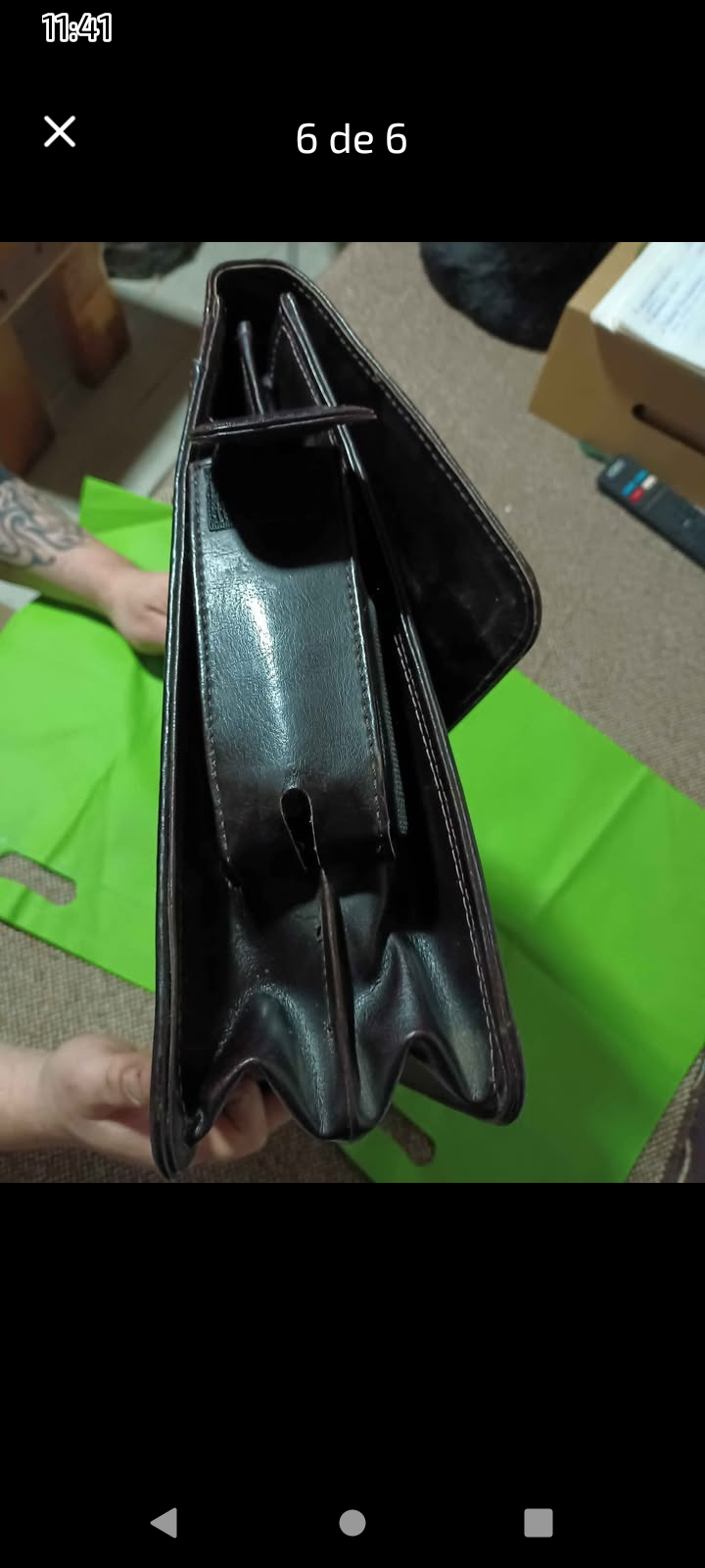 Maletín ejecutivo de cuero negro Vintage - miniatura 6