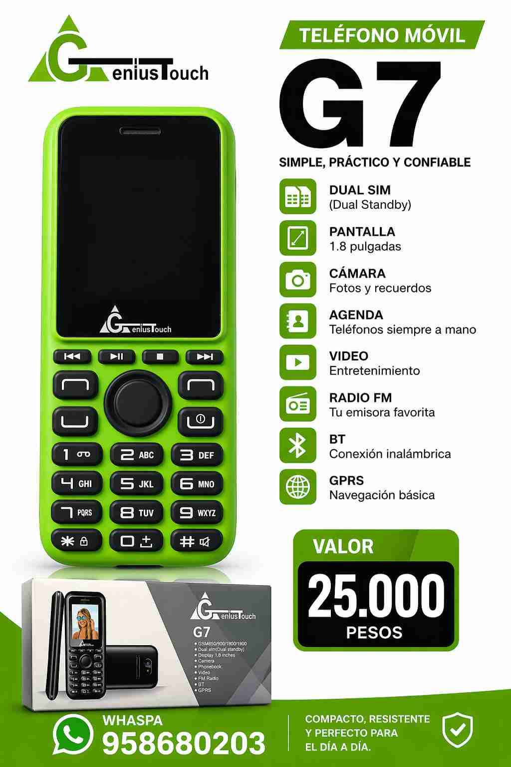 Teléfono móvil Genius Touch G7 verde