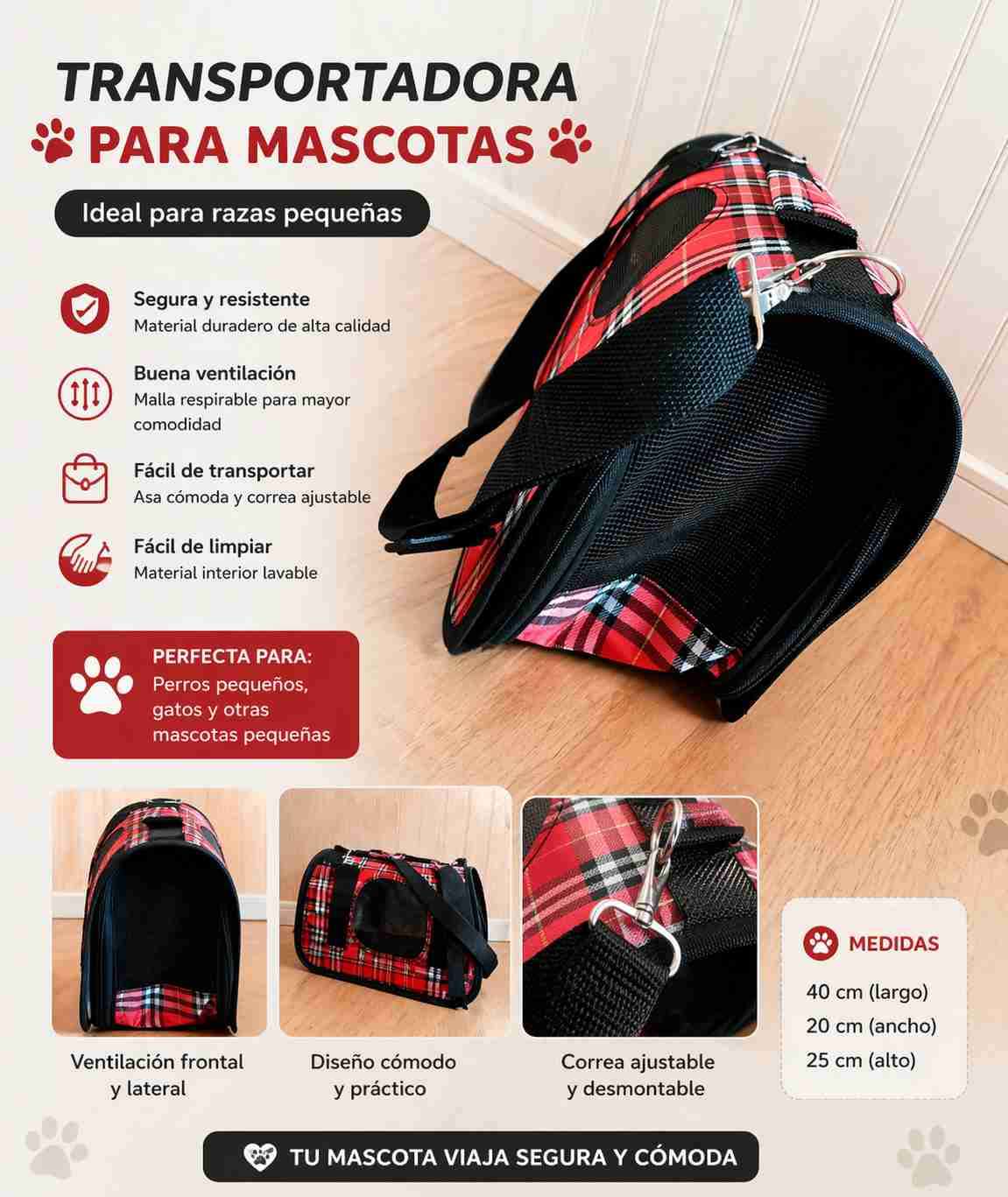 Transportadora para mascotas pequeña