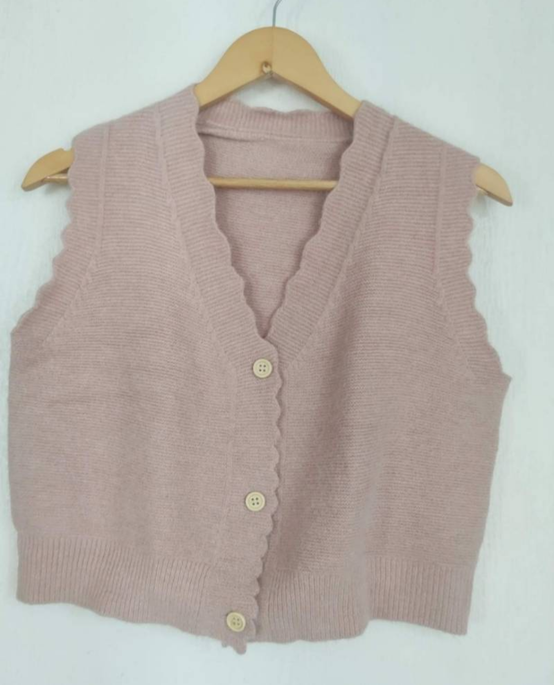 Chaleco de punto sin mangas palo de rosa - miniatura 1