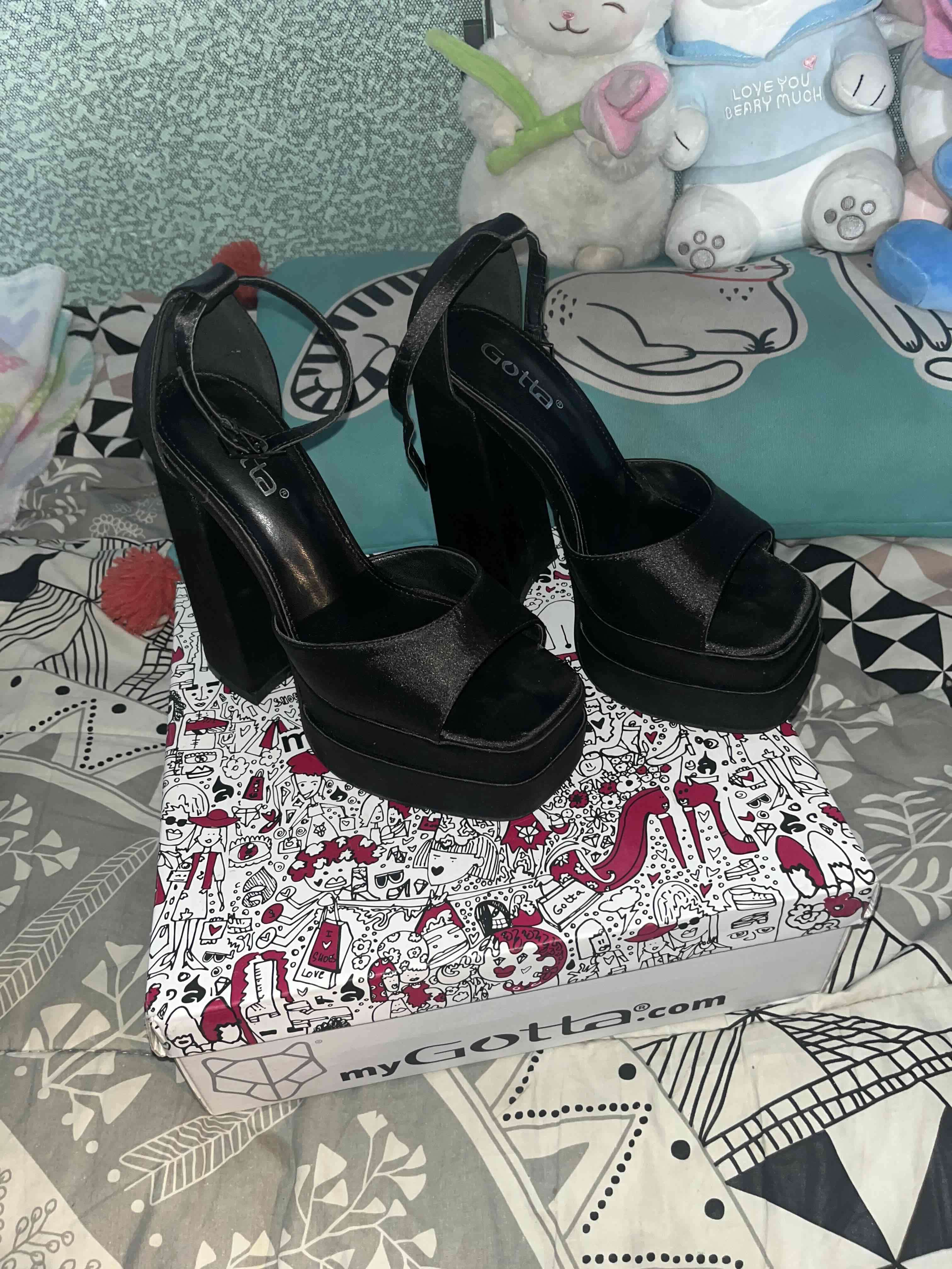 Sandalias negras altas con plataforma - miniatura 5