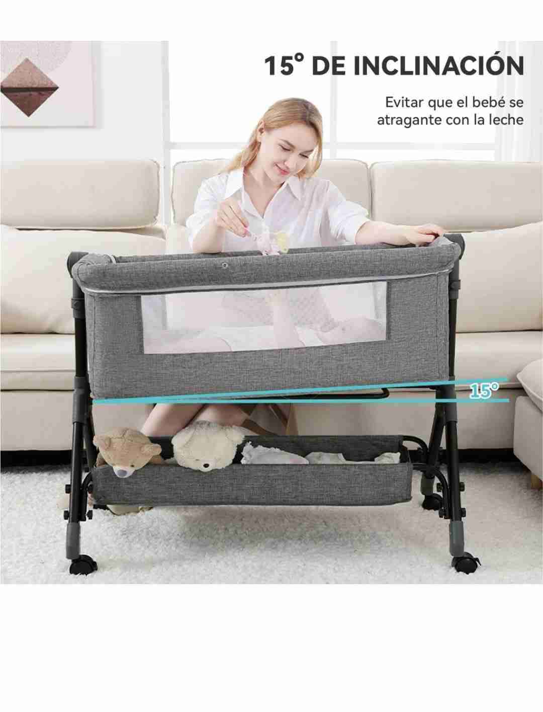 Cuna moisés gris para bebé - miniatura 3