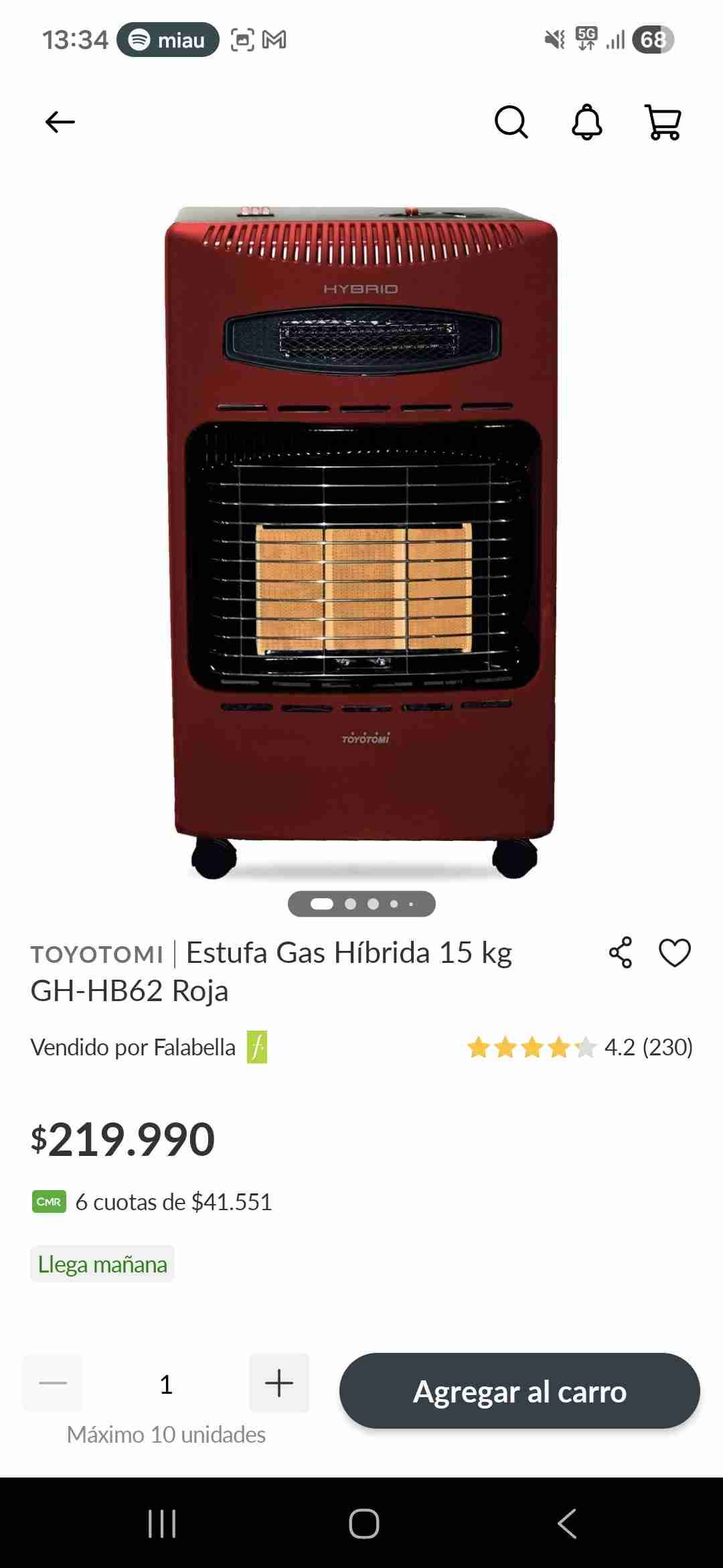 Calefactor Toyotomi híbrido rojo - miniatura 2