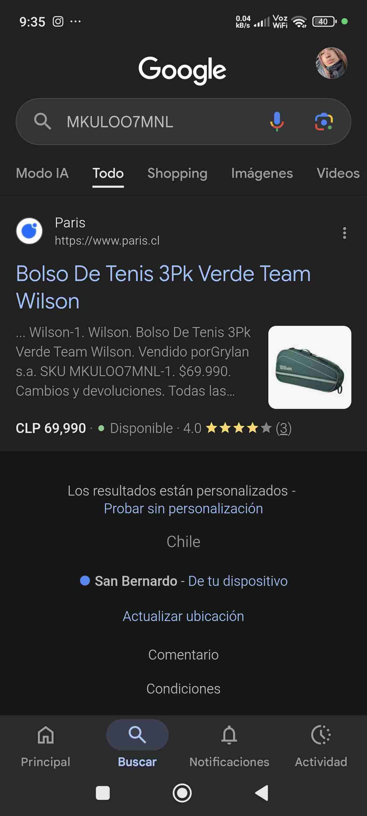 Bolso deportivo Wilson nuevo - miniatura 2