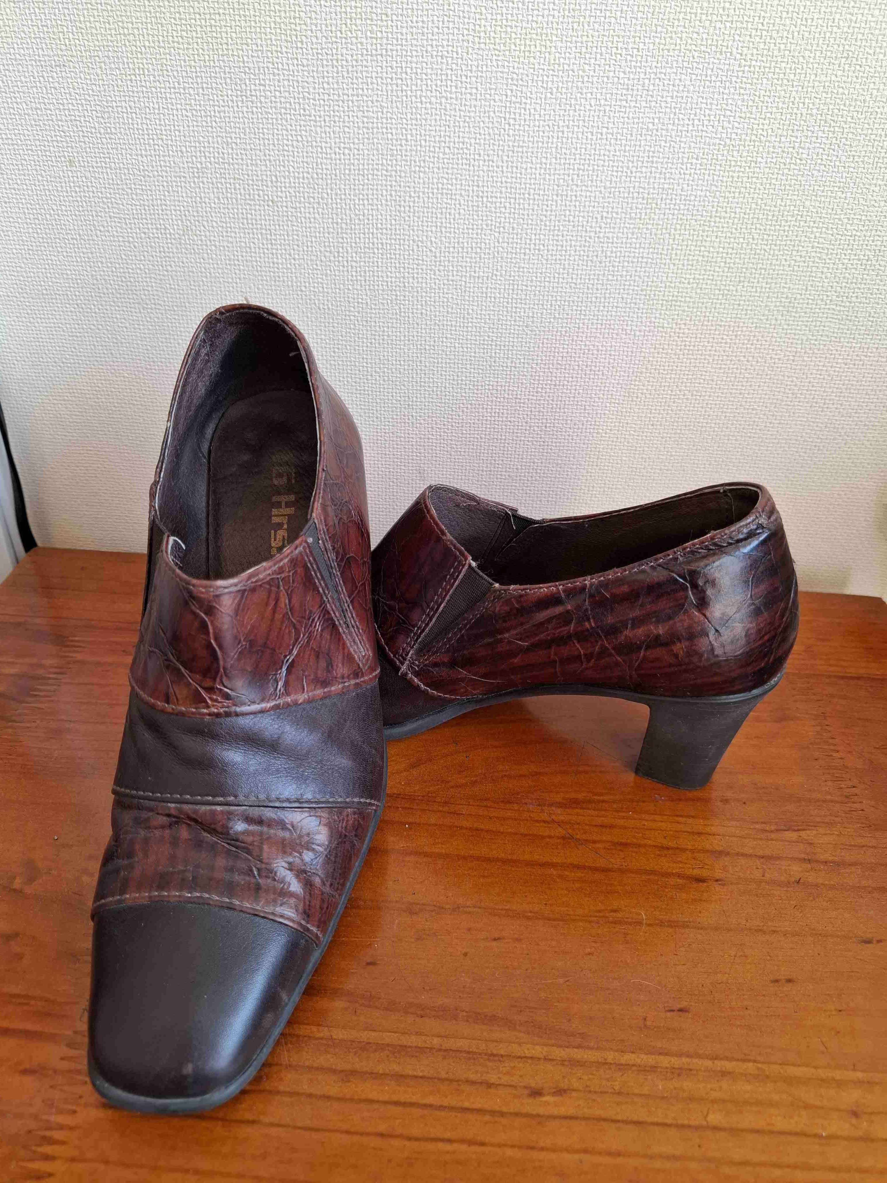 Zapatos de cuero marrón oscuro - miniatura 4