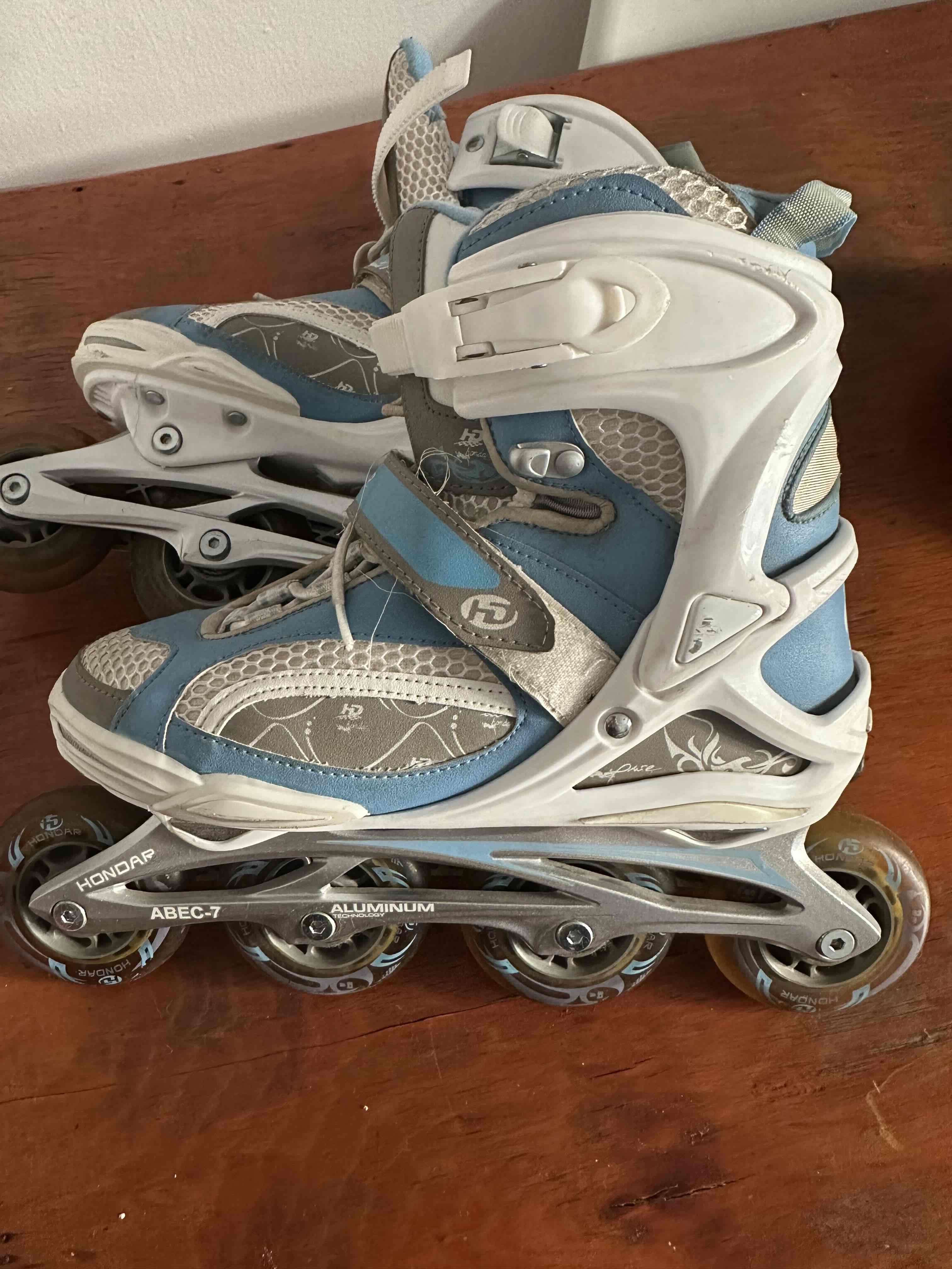 Patines en línea azul y blanco 24 cms / nro 37 - miniatura 6