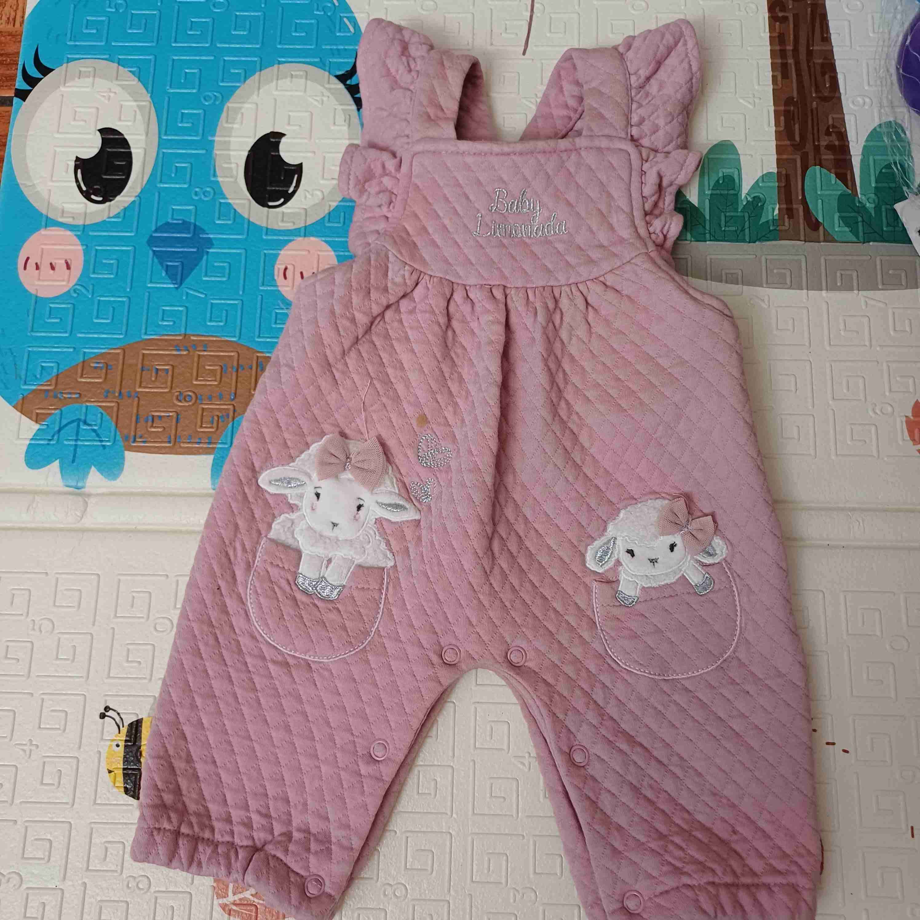 Enterito bebé rosa con bordado - miniatura 1