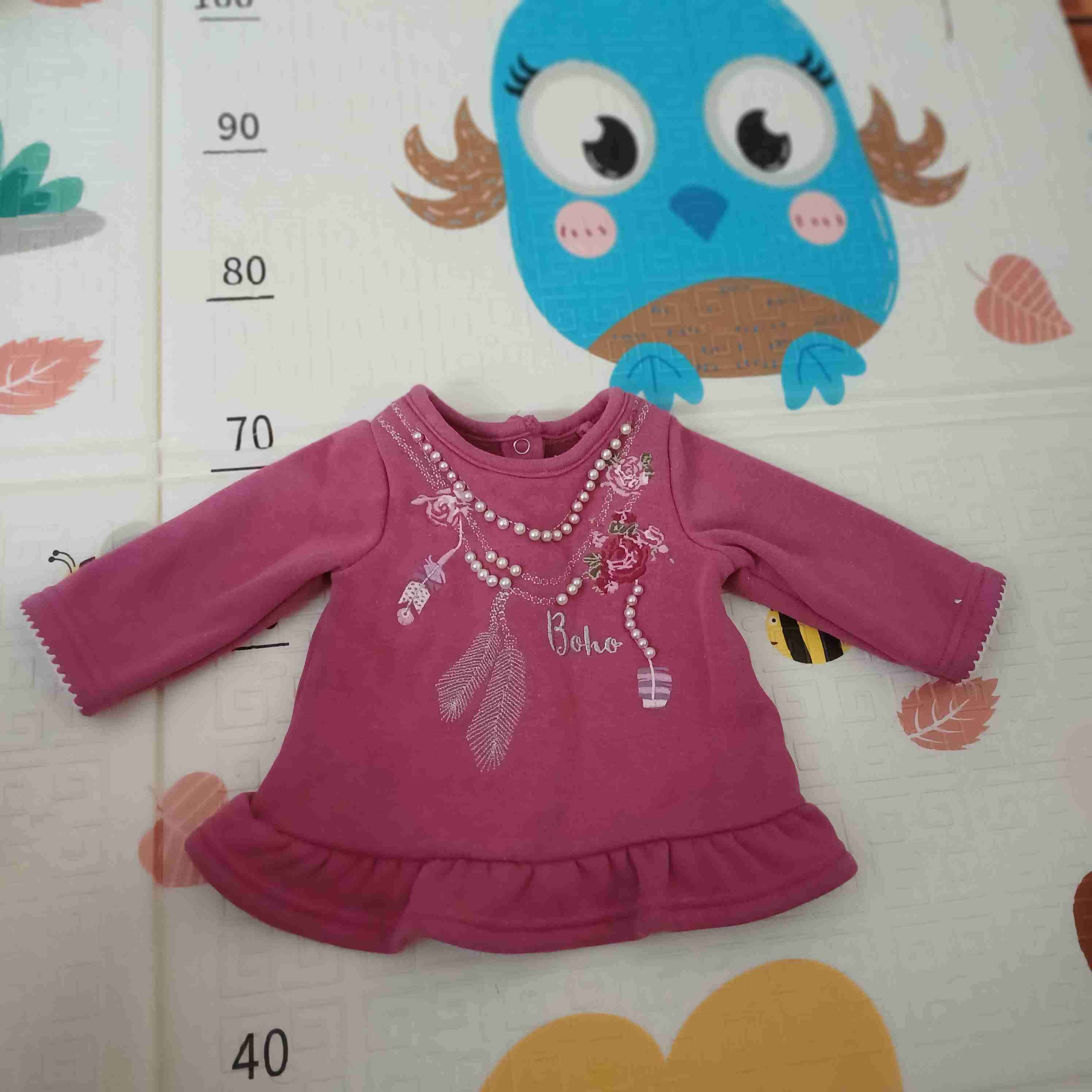 Vestido bebé rosado Boho - miniatura 1