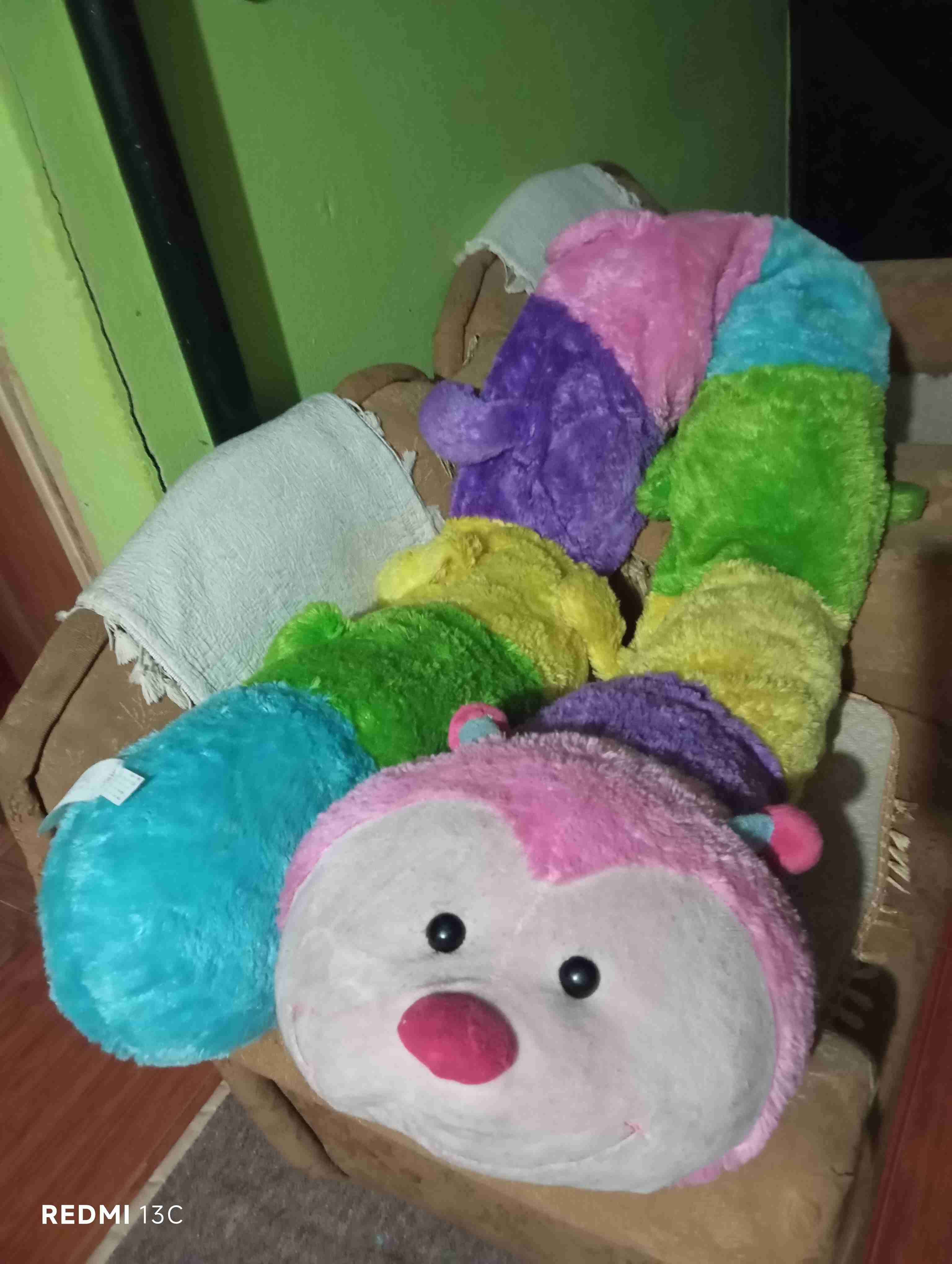 Cojín oruga de peluche multicolor - miniatura 3