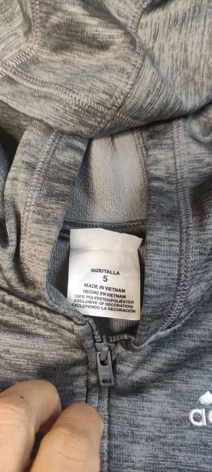 Polerón gris Adidas con capucha - miniatura 3