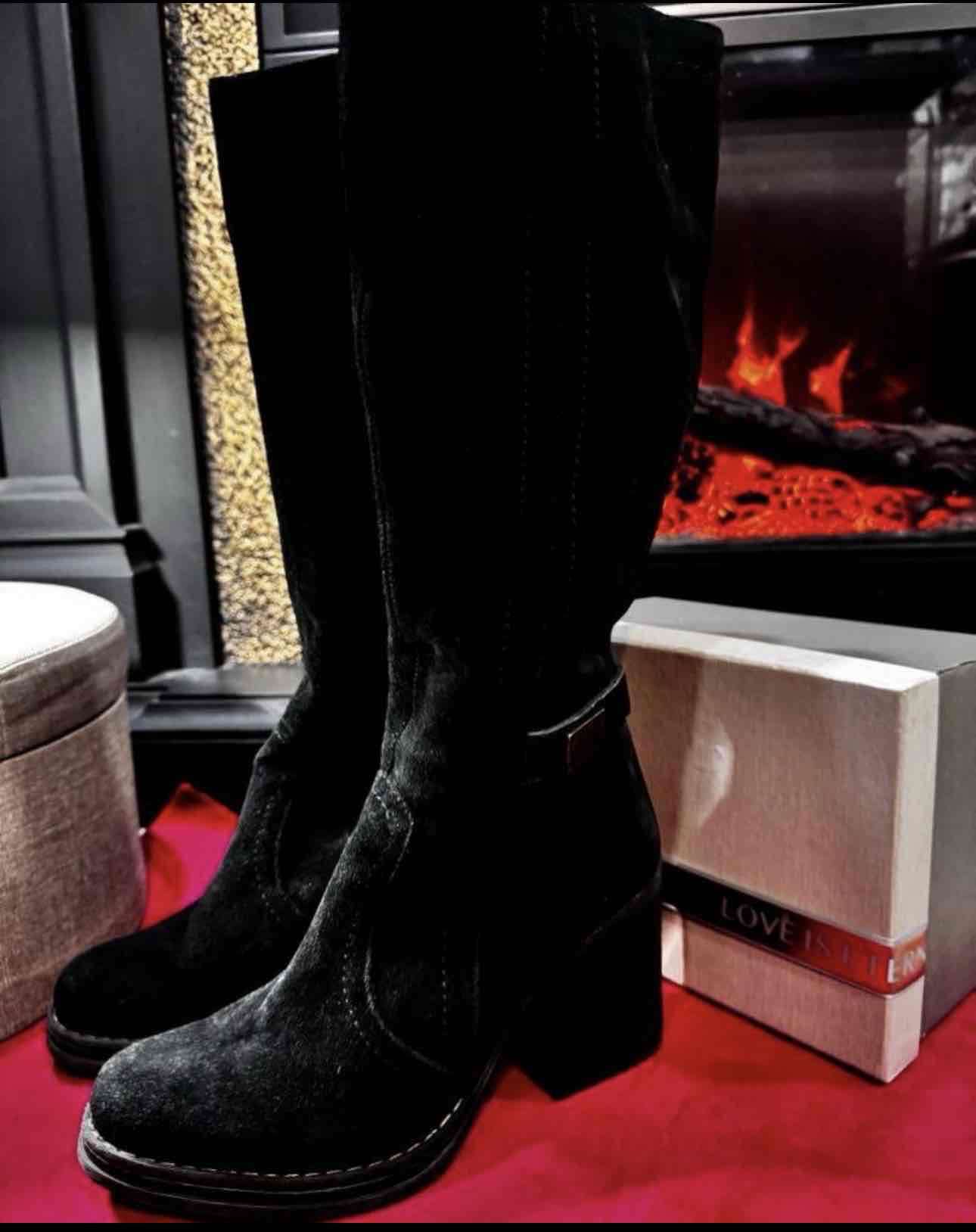 Botas altas negras de gamuza - miniatura 3