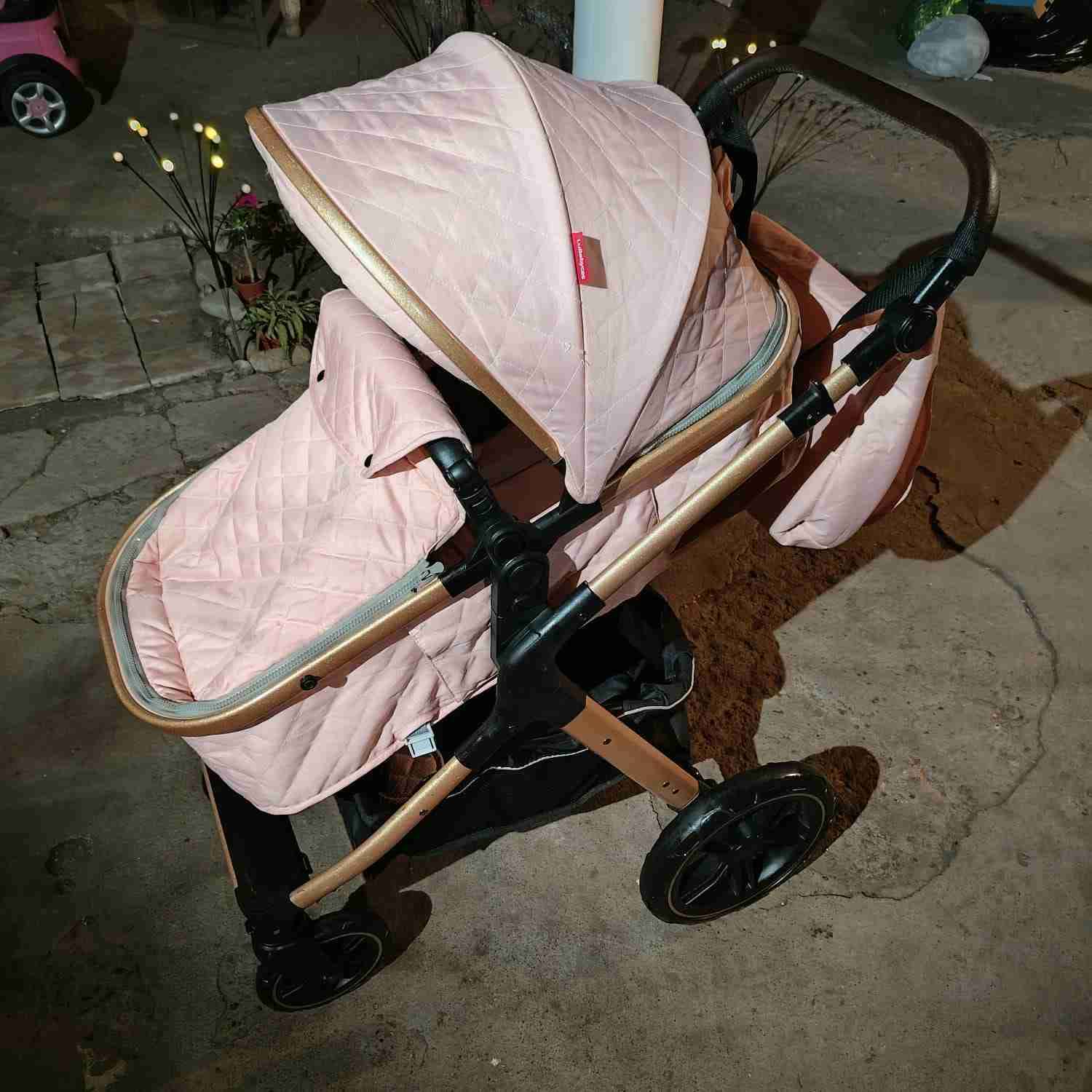 Coche para bebé rosa acolchado - miniatura 5