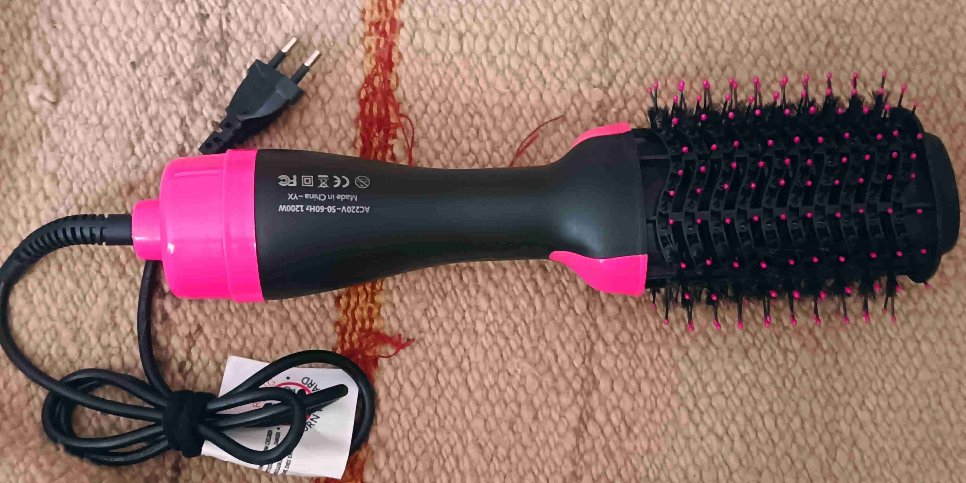 Cepillo secador de cabello negro y rosa - miniatura 2