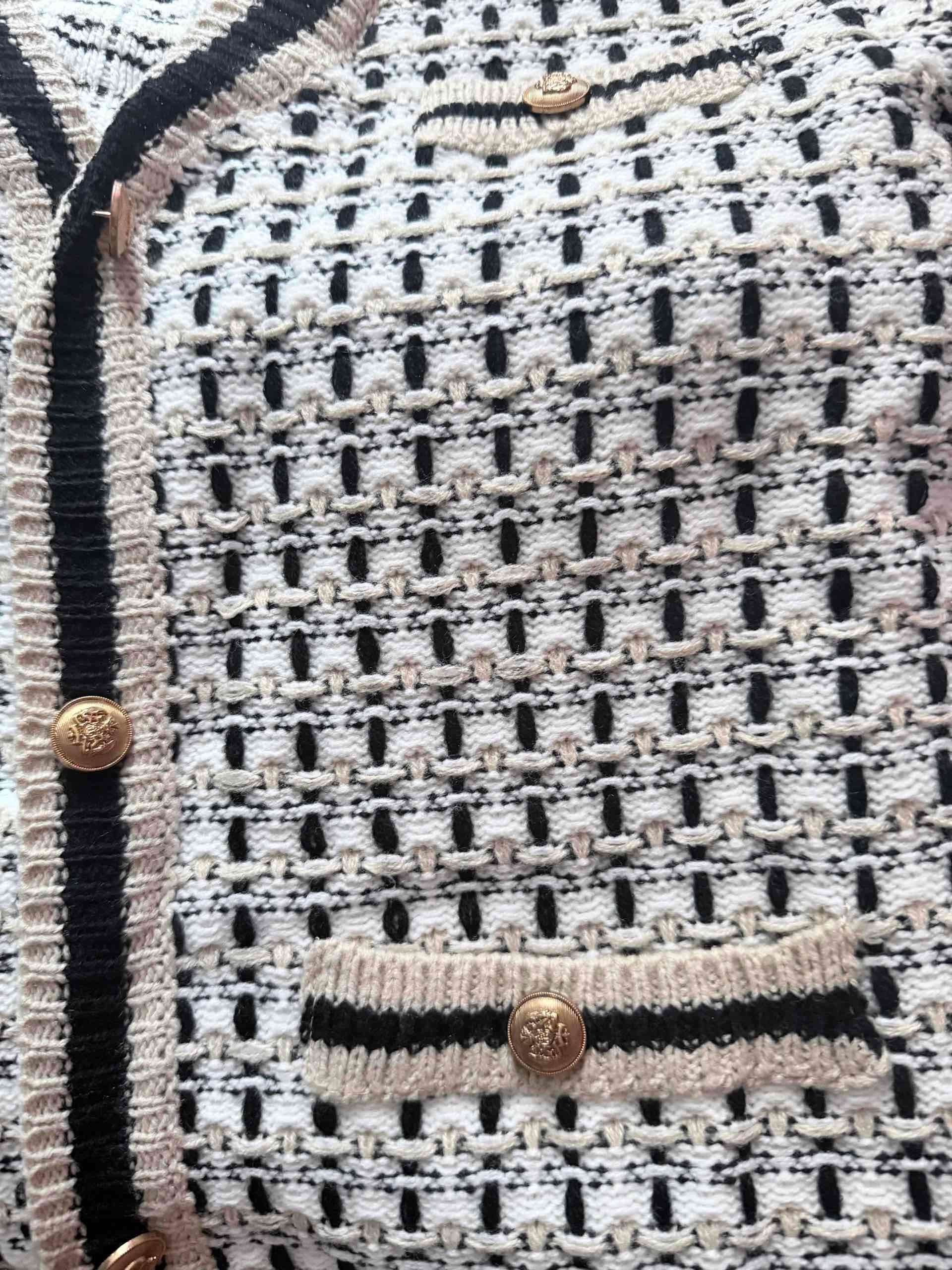 Cárdigan tejido blanco y negro - miniatura 3