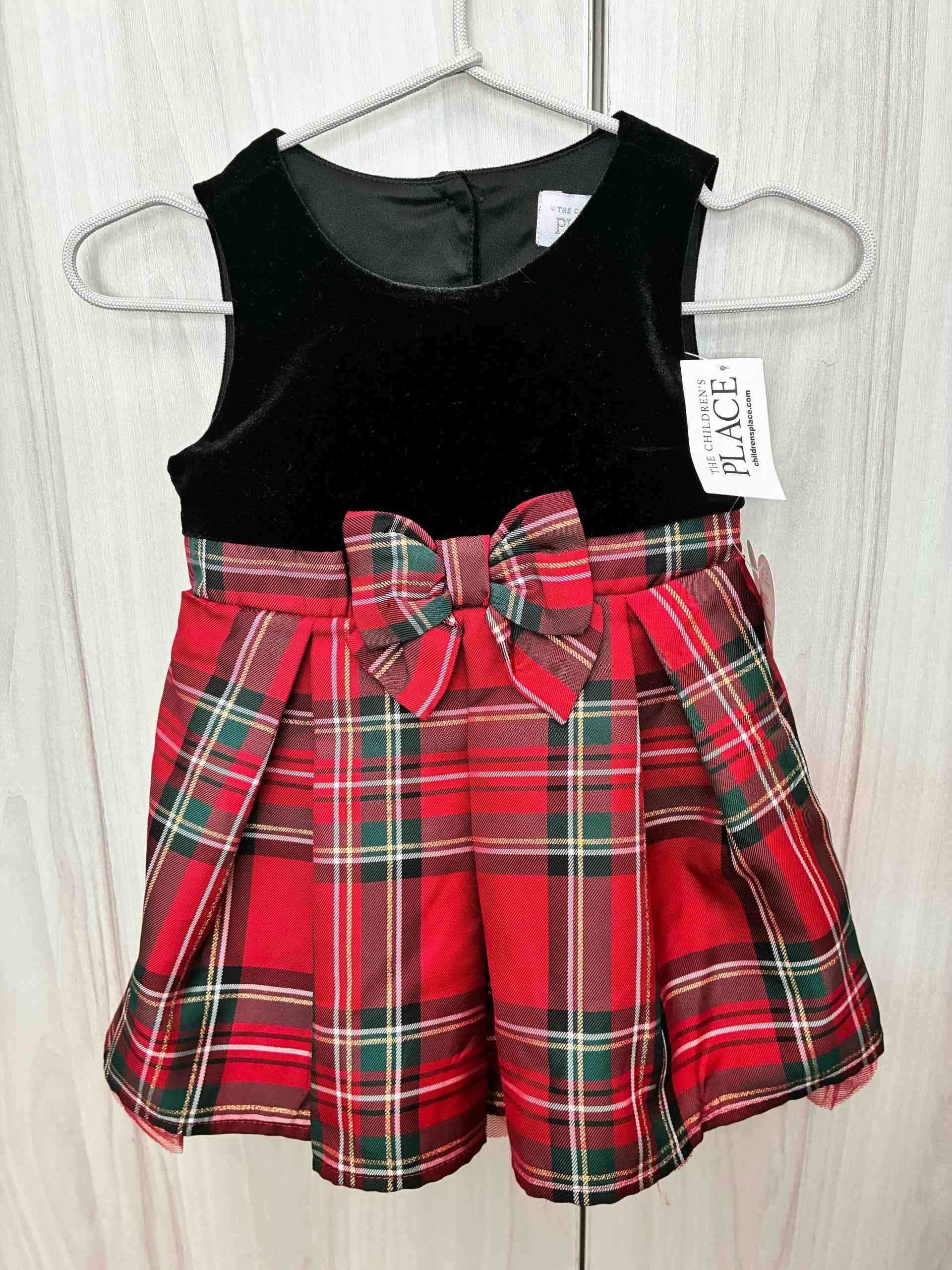 Vestido infantil negro y tartán - miniatura 1