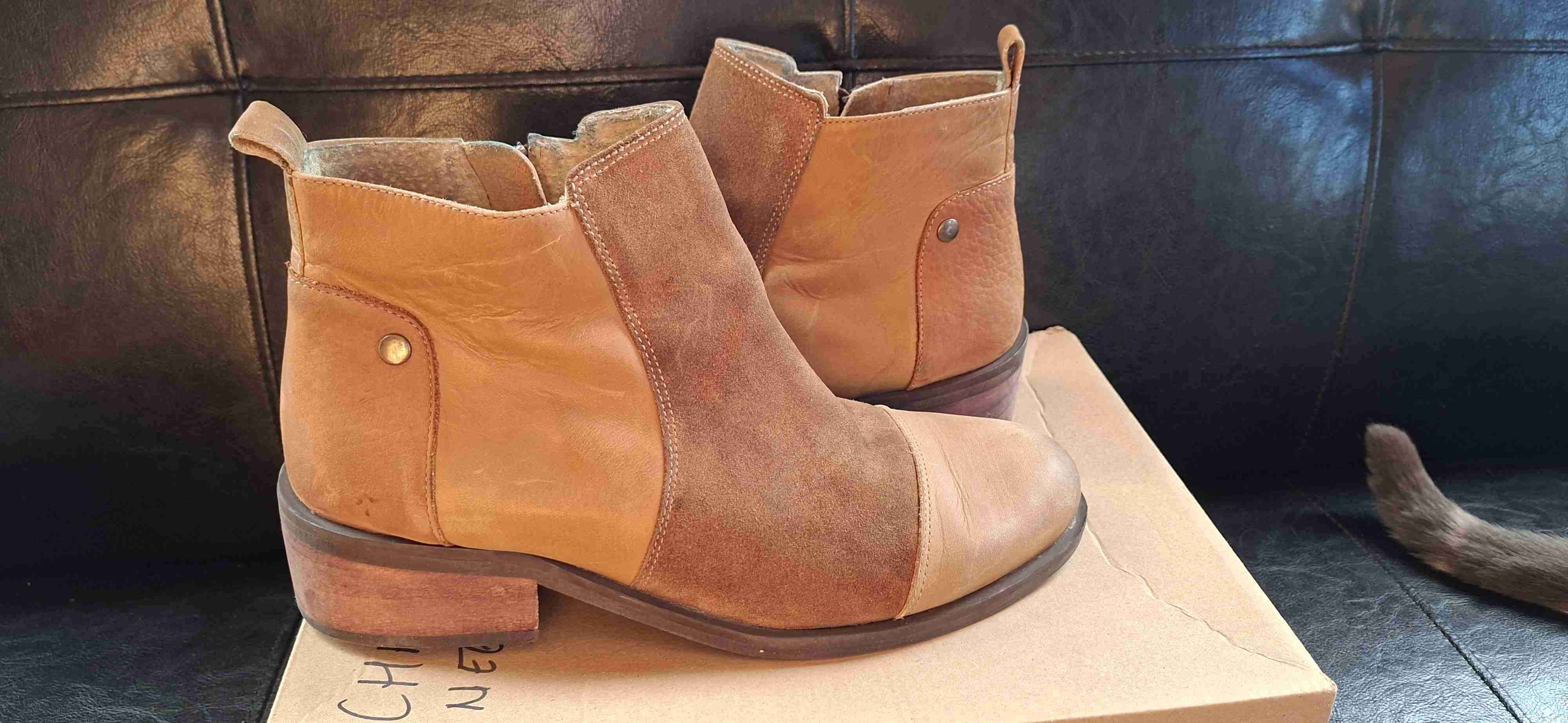 Botines de cuero marrón - miniatura 1