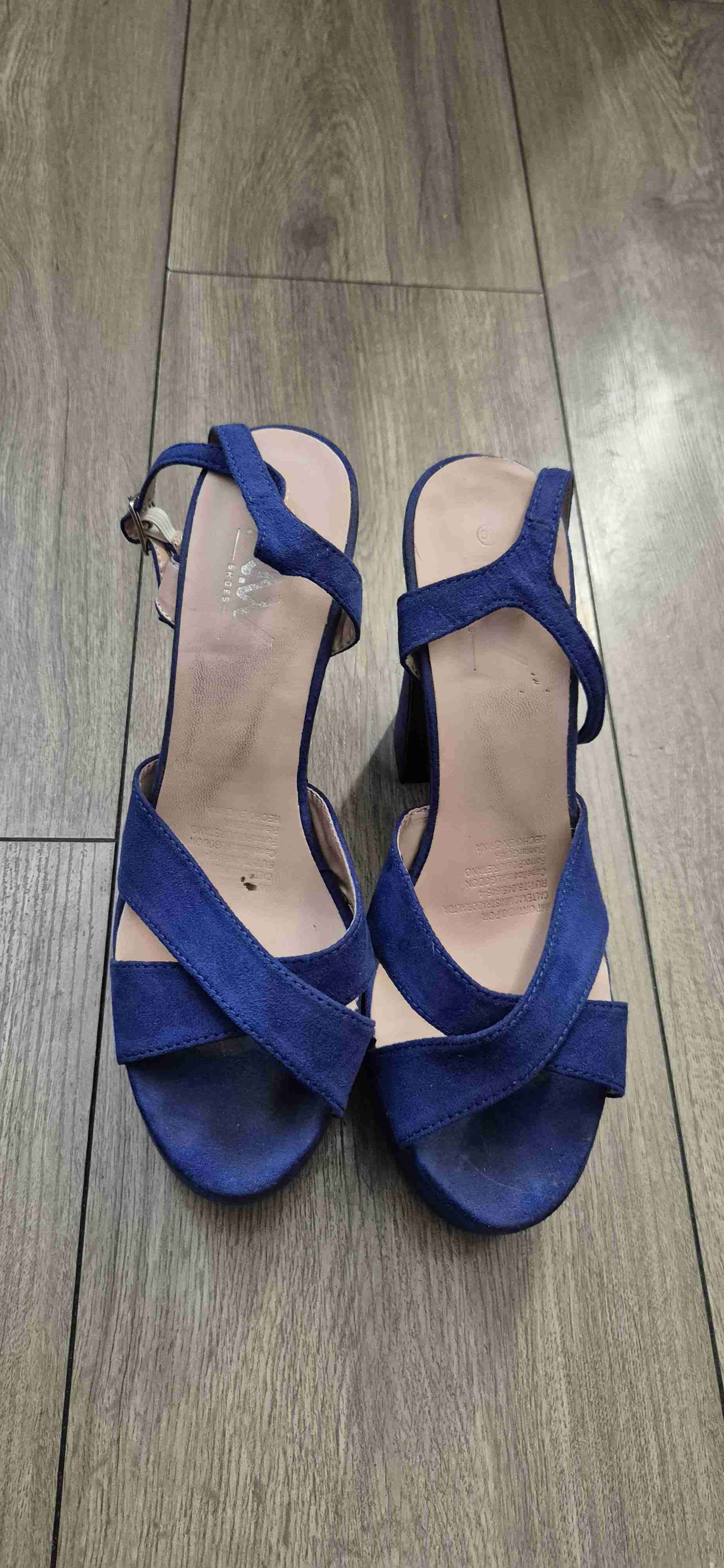 Sandalias tacón azul cruzadas - miniatura 1