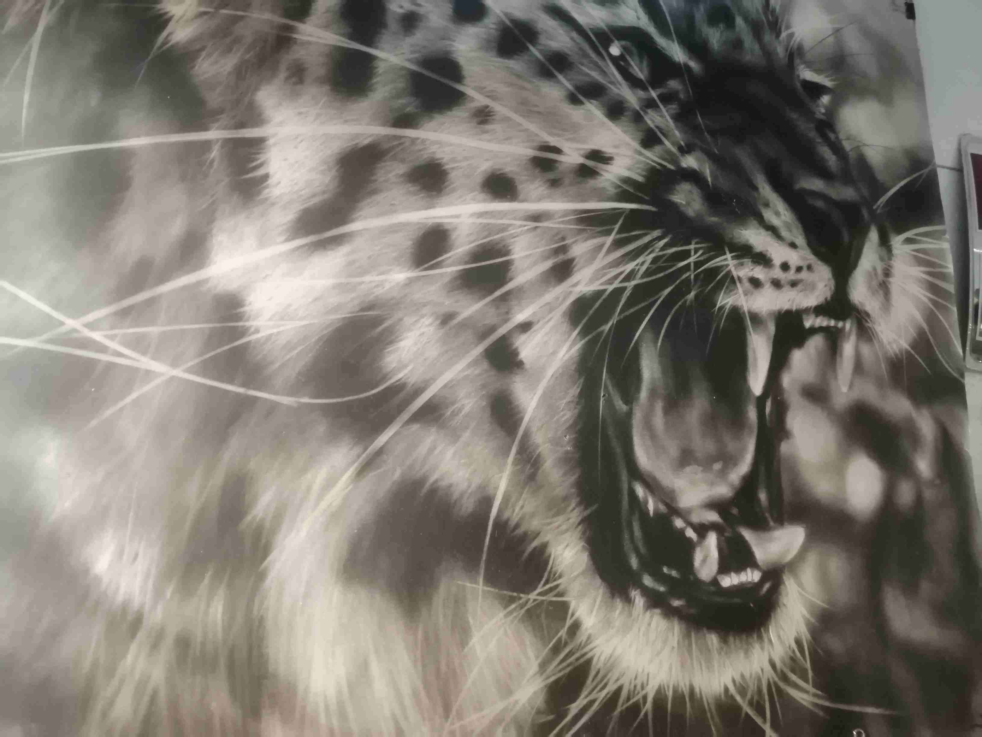 Cuadro grande de leopardo, tecnica CARBONCILLO. - miniatura 3