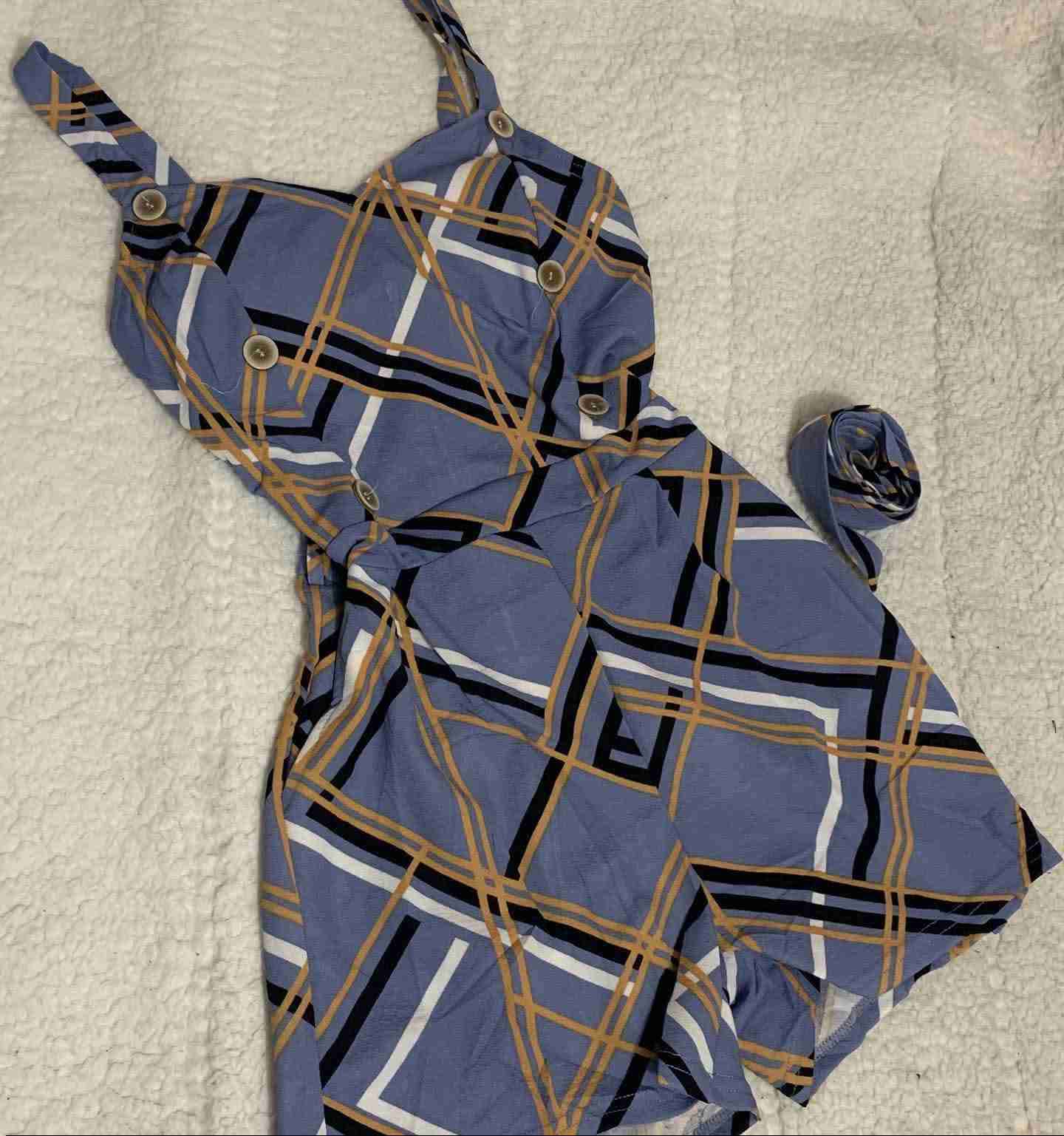 Enterito corto azul a cuadros