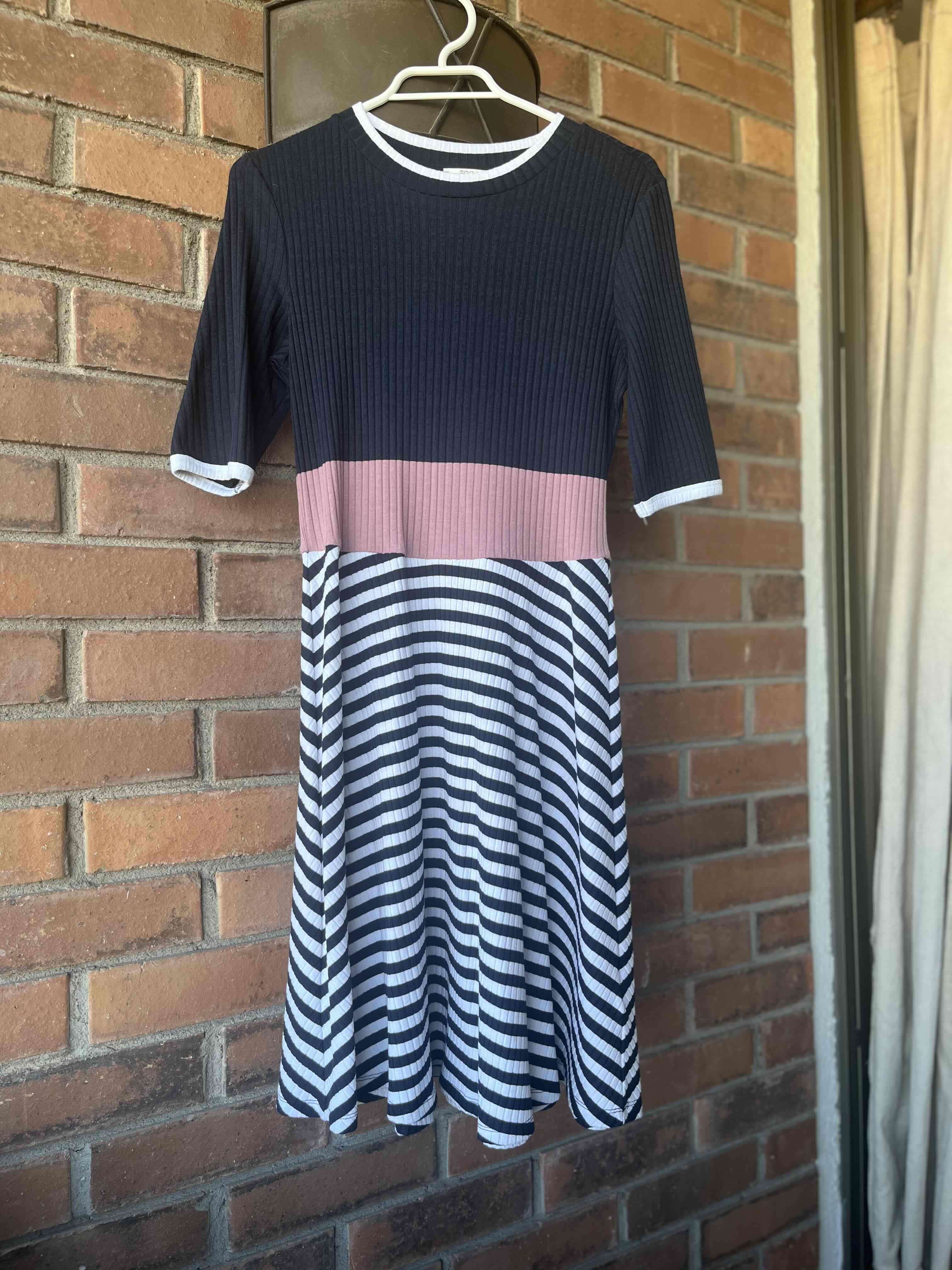 Vestido lanilla rayado azul y rosa - miniatura 1