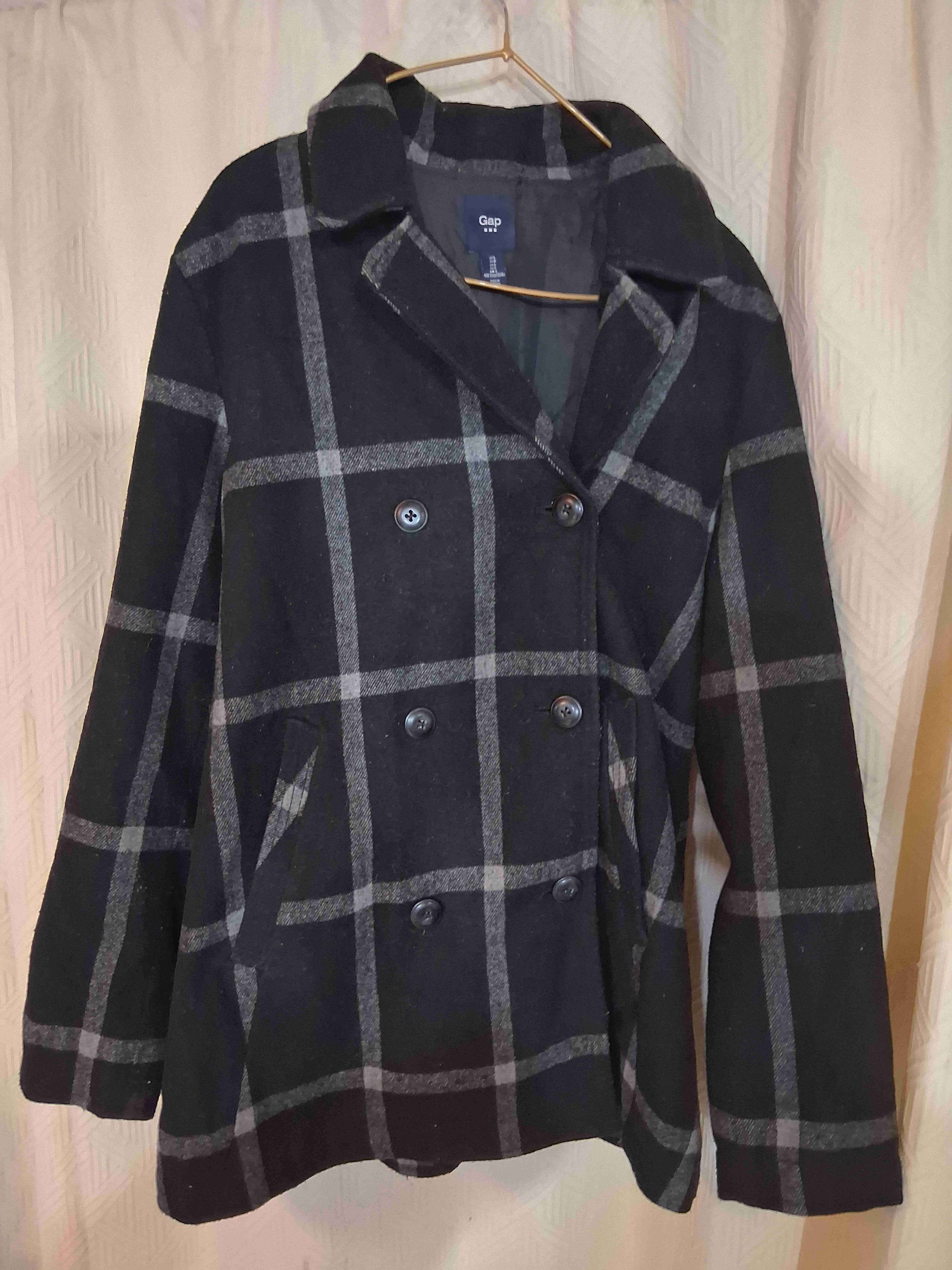 Abrigo a cuadros Gap negro - miniatura 1