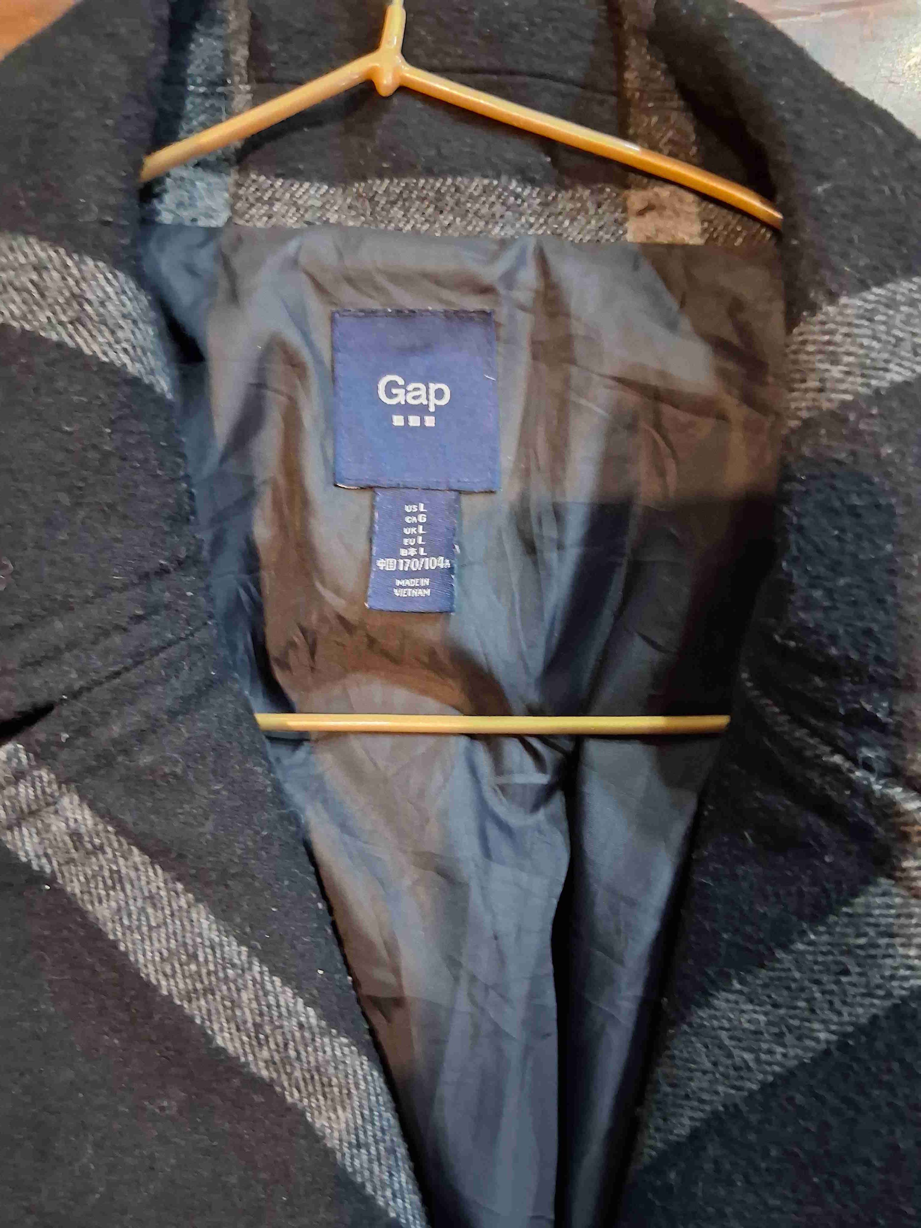 Abrigo a cuadros Gap negro - miniatura 2