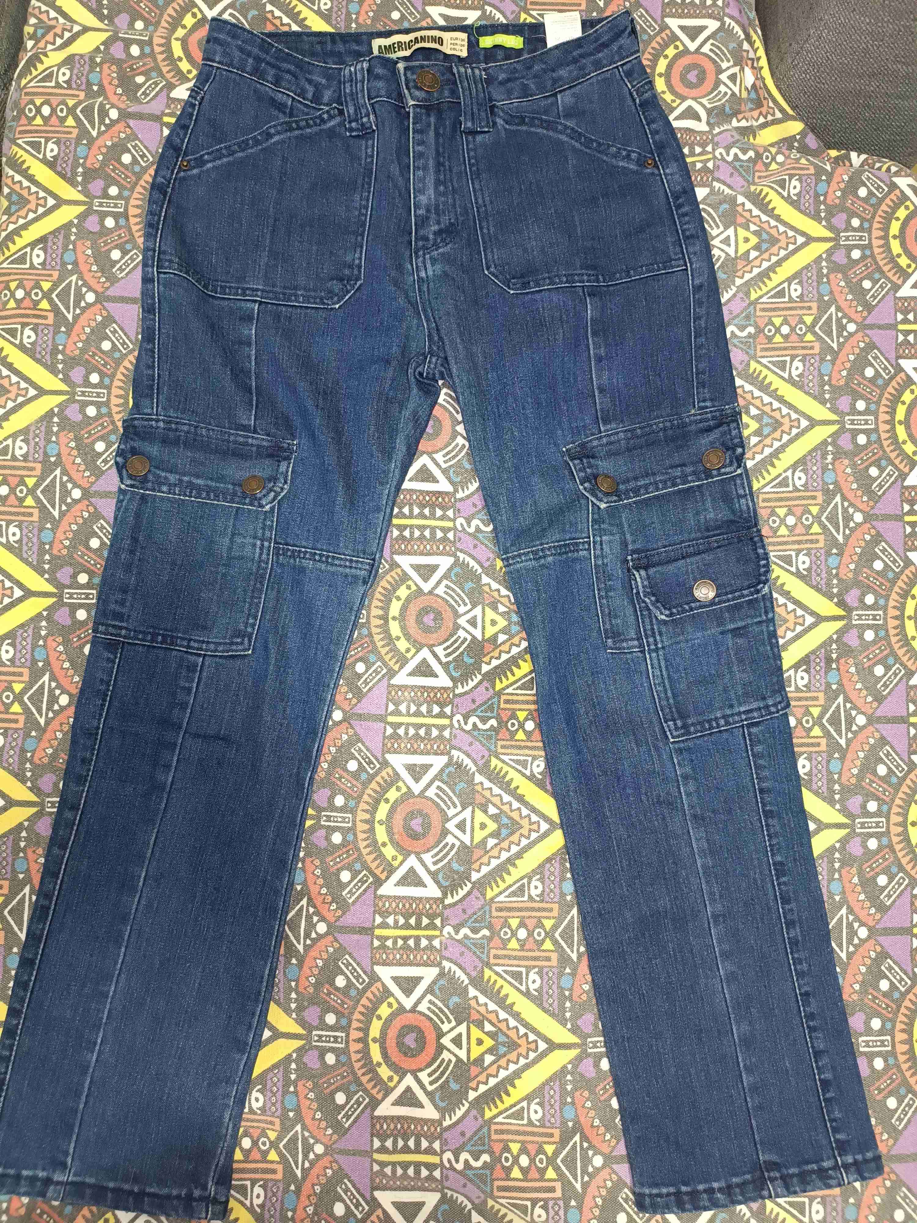 Jeans cargo dama azul - miniatura 1