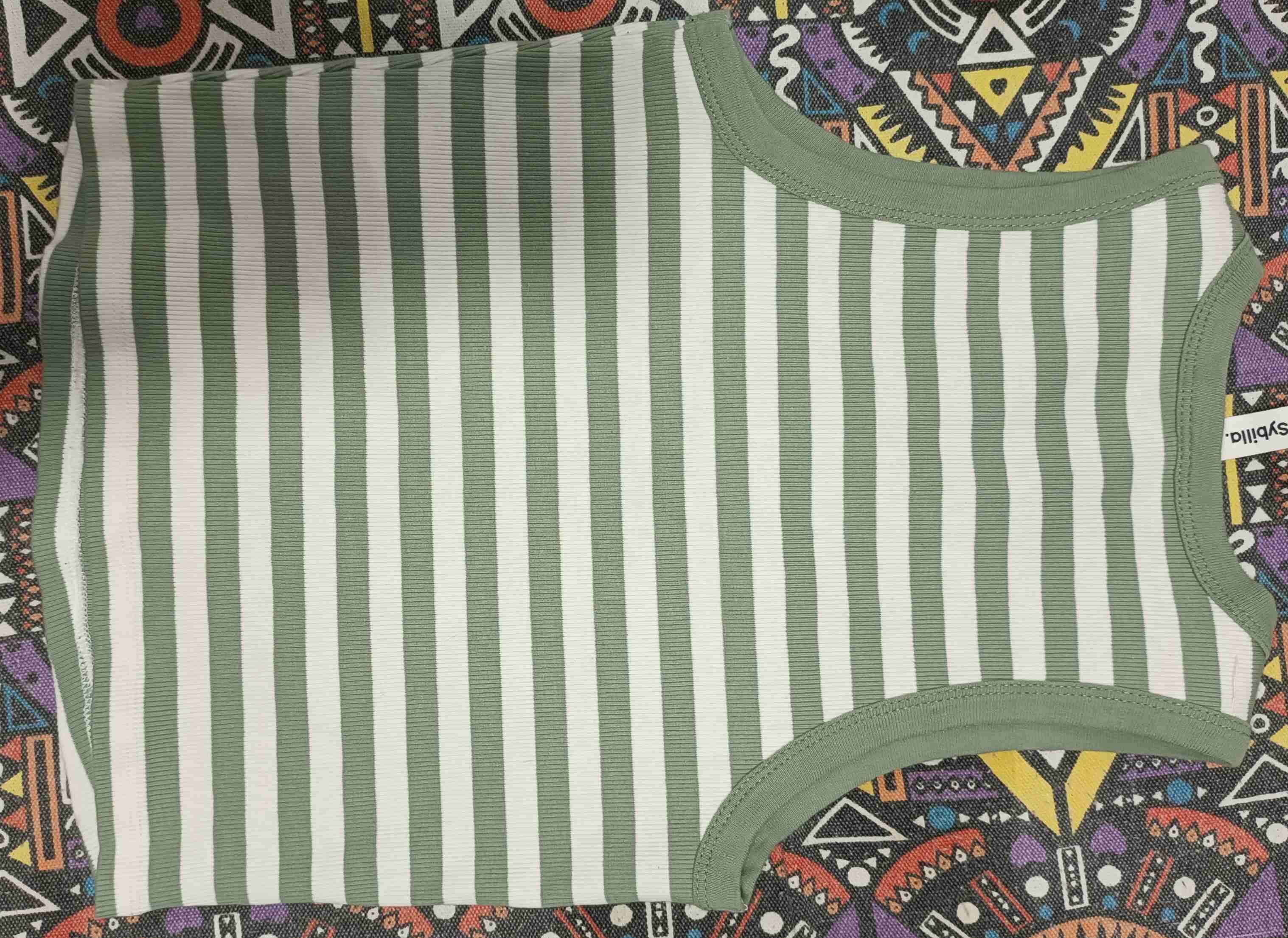 Polera sin mangas a rayas verde talla XS - miniatura 2