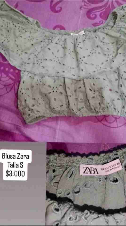 Blusa Zara verde bordada