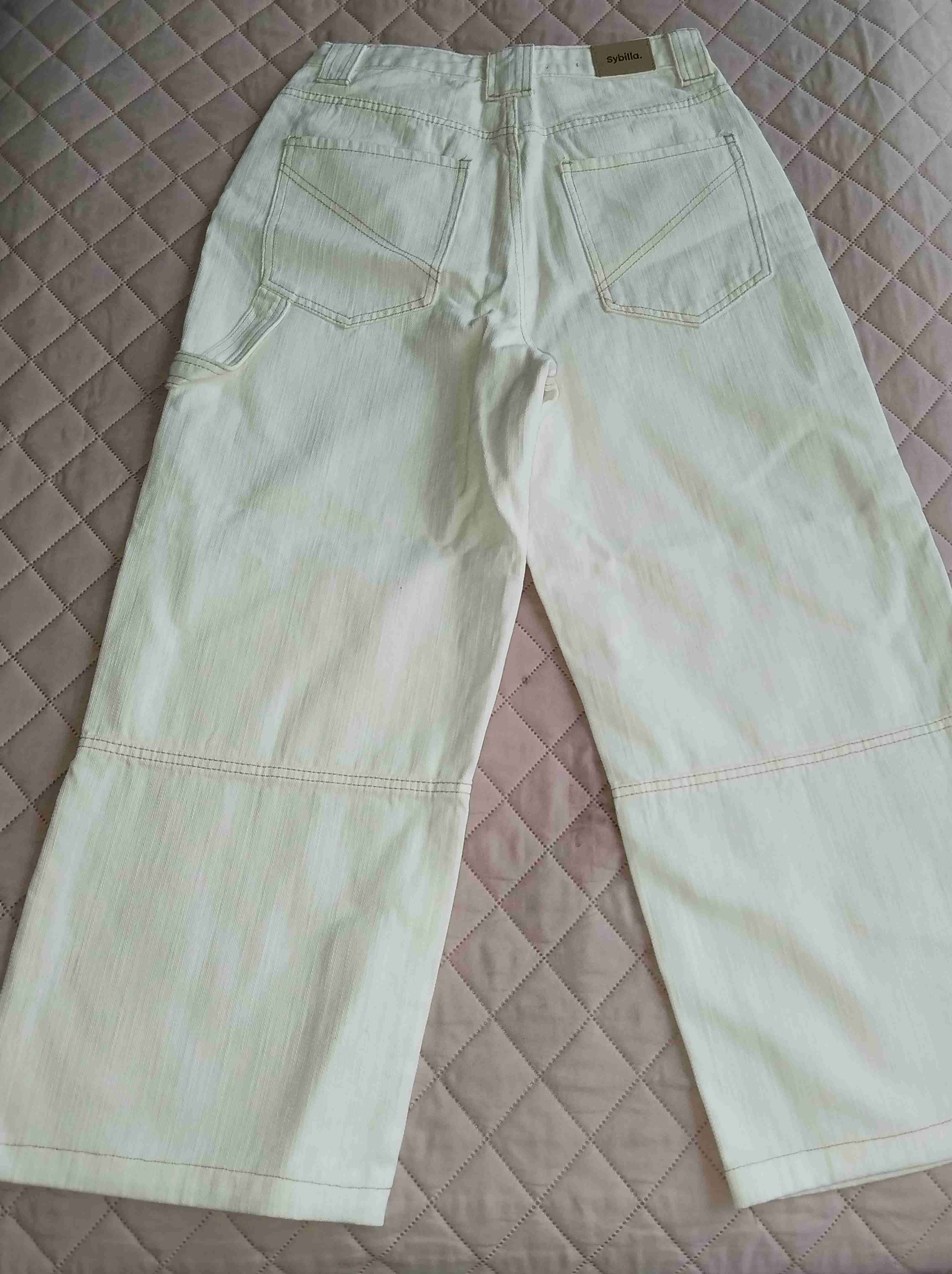 Pantalones barrel blancos mujer - miniatura 4