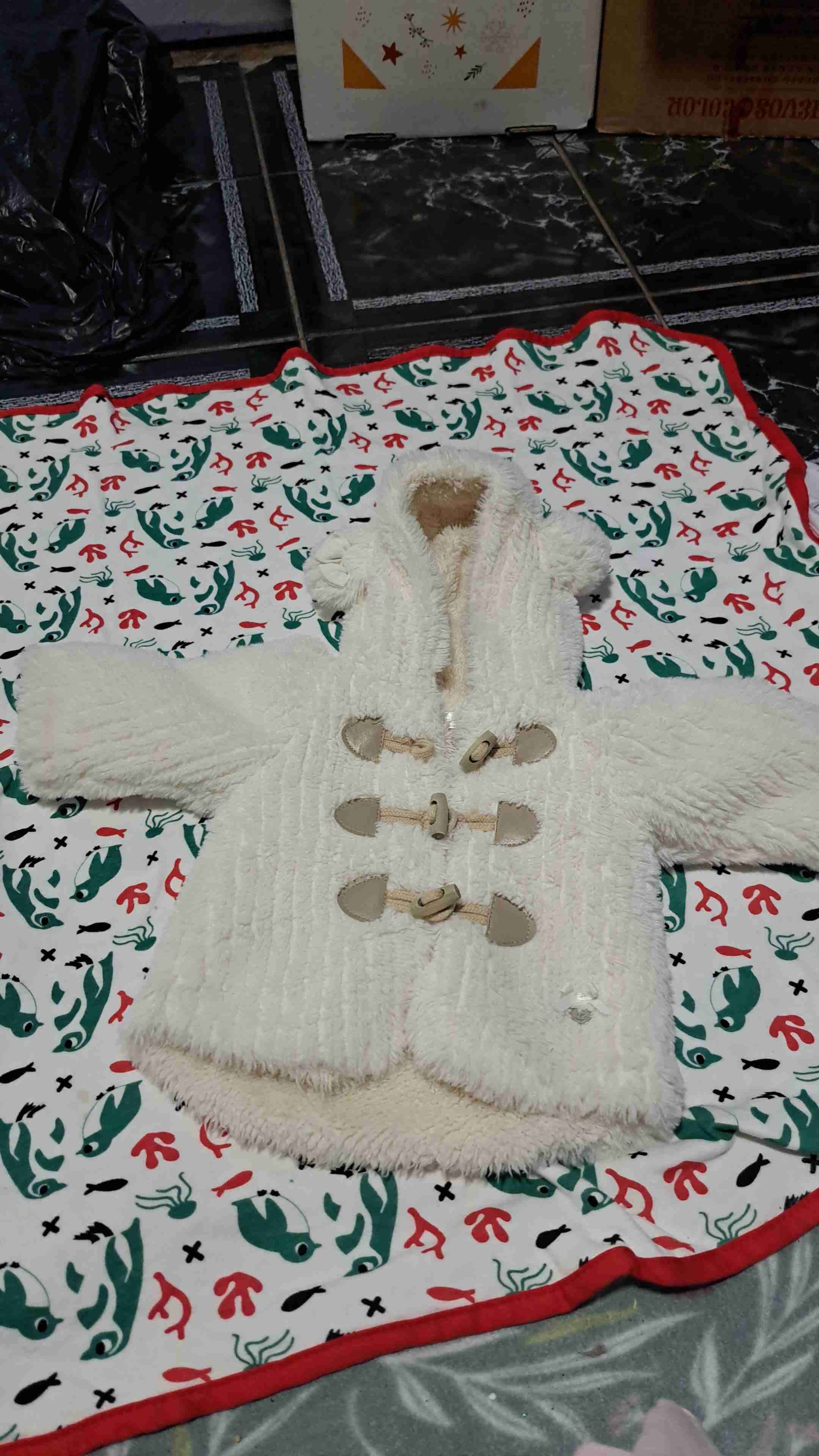 Chaqueta blanca bebé con capucha - miniatura 1