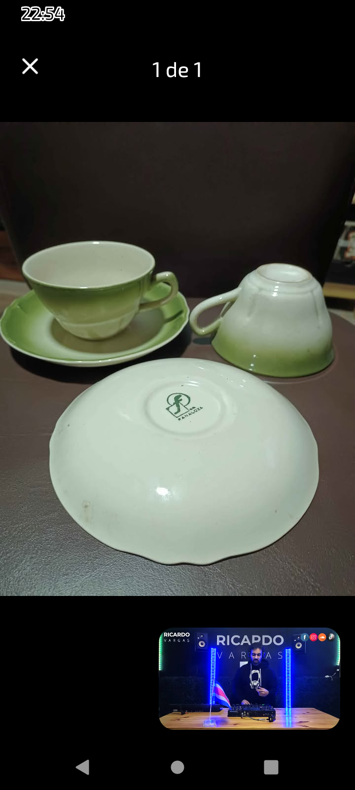 Set de tazas de porcelana verde Fanaloza