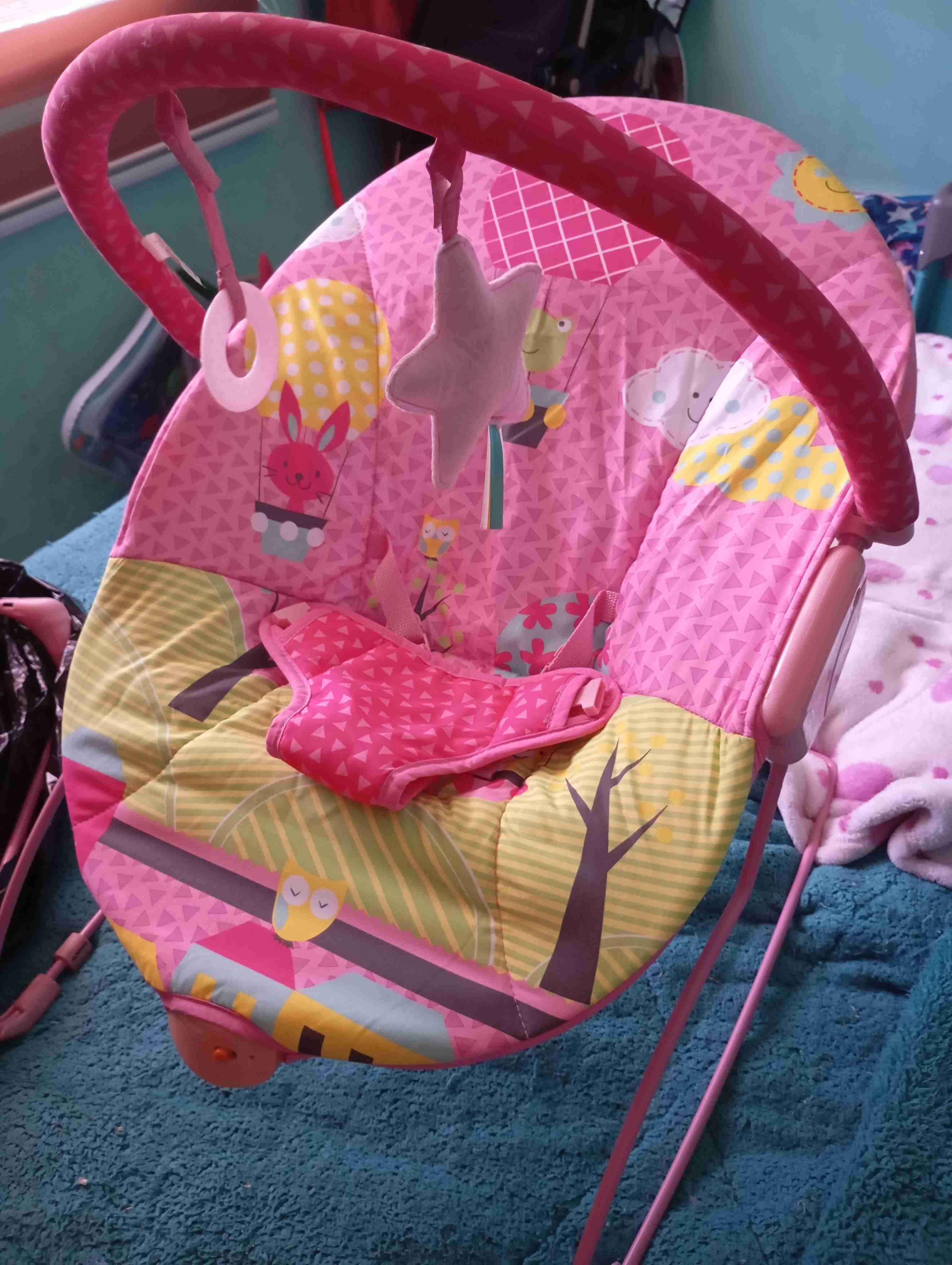 Silla mecedora para bebé rosa - miniatura 1