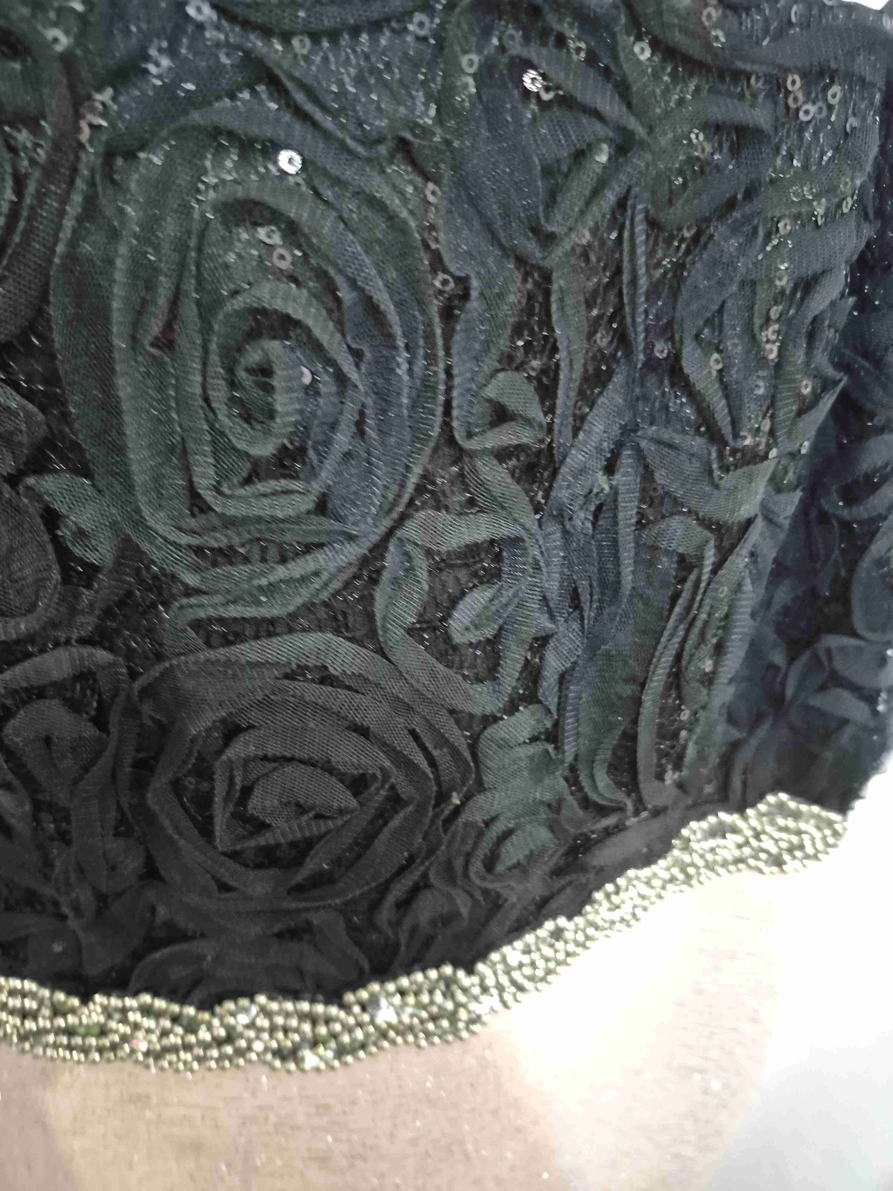 Vestido strapless negro y beige - miniatura 4