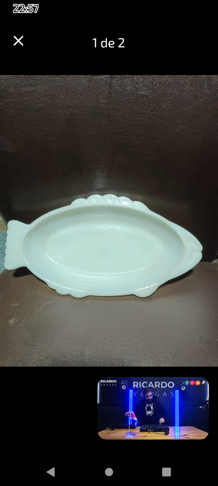 Fuente de cerámica forma pez OPALINO - miniatura 1