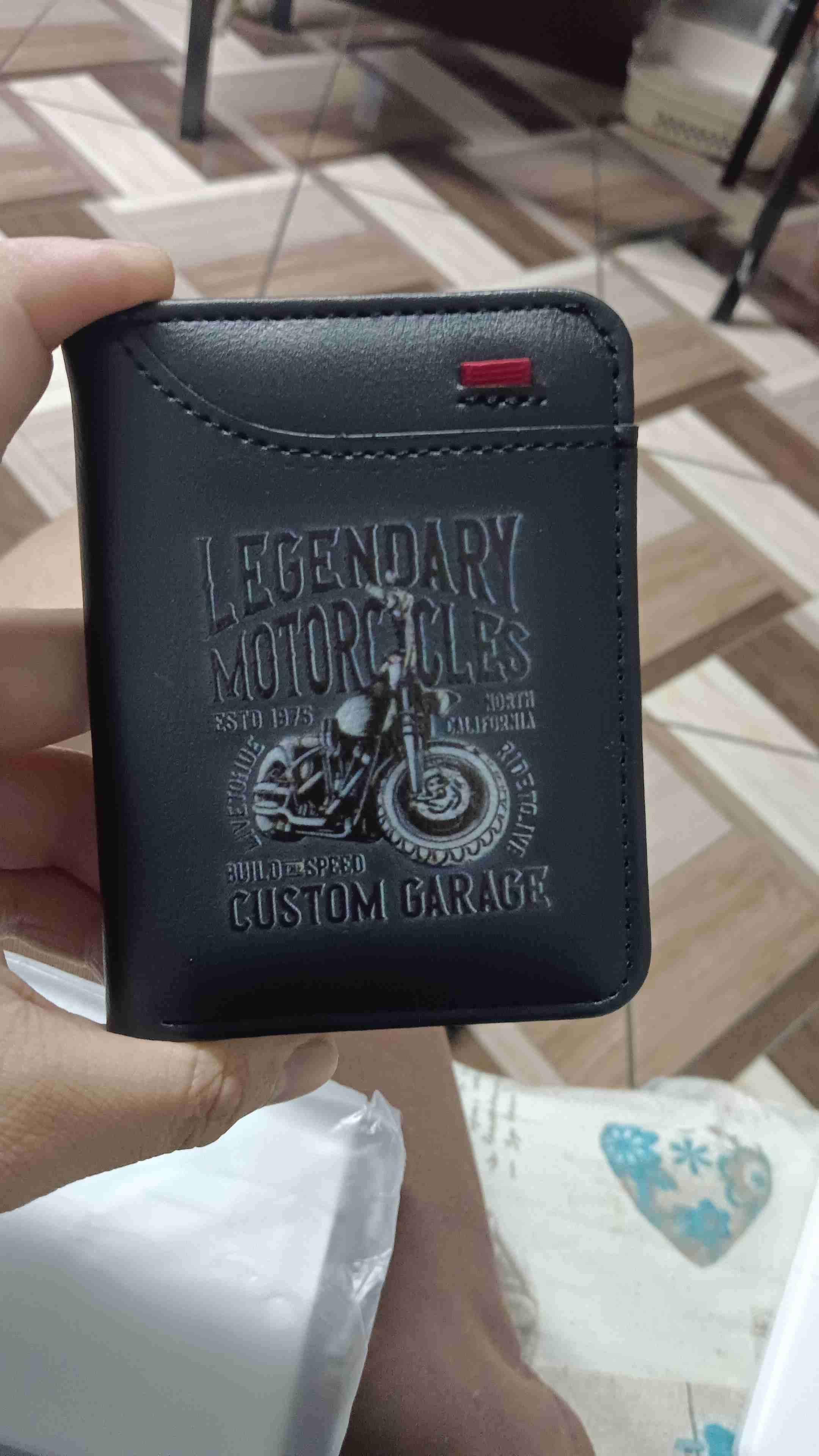 Billetera de cuero negra estampada - miniatura 1