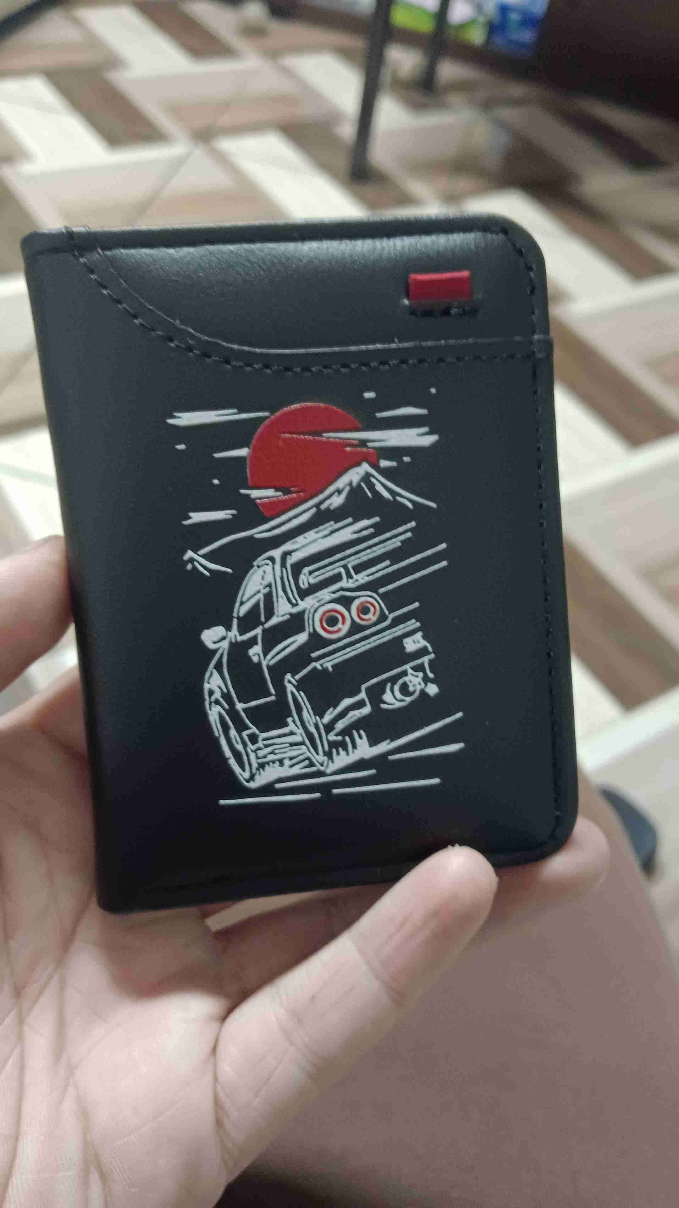 Billetera de cuero negra estampada - miniatura 3