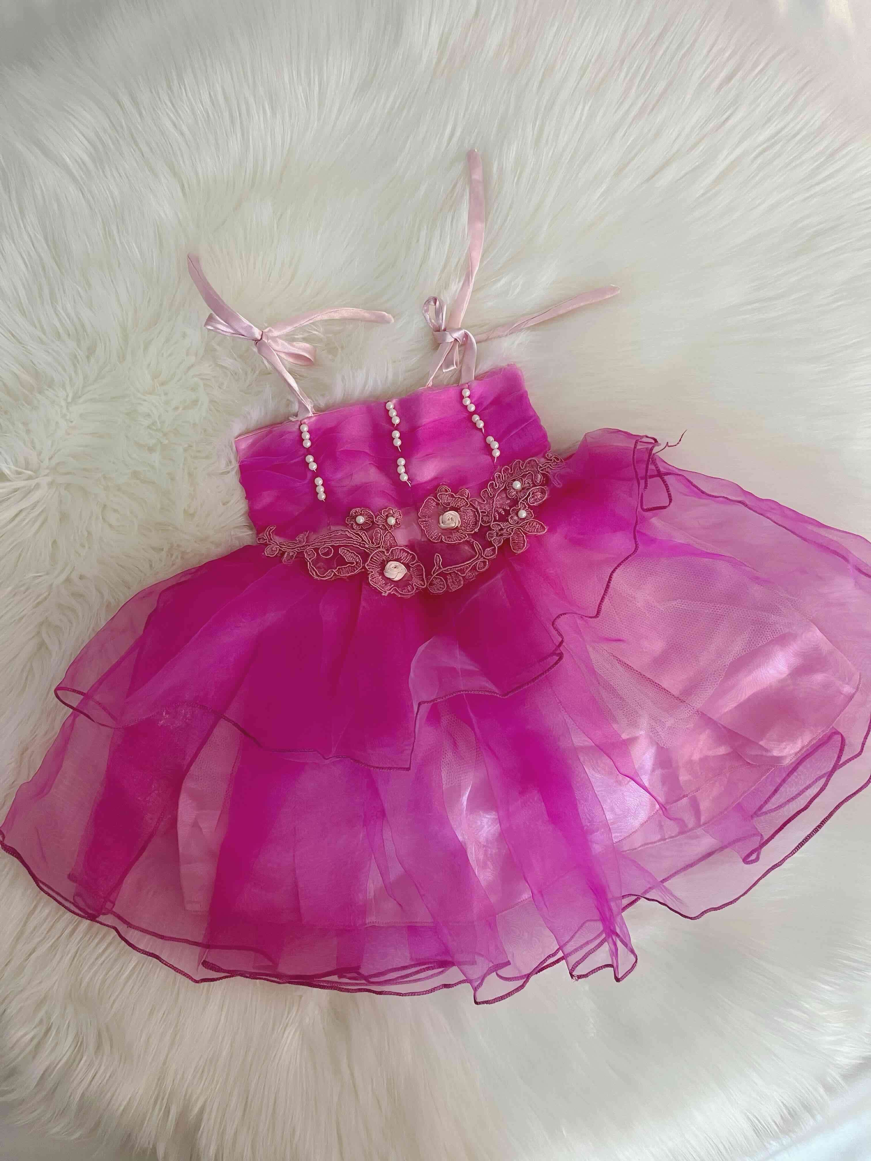 Vestido rosa para niña talla 12 meses - miniatura 1