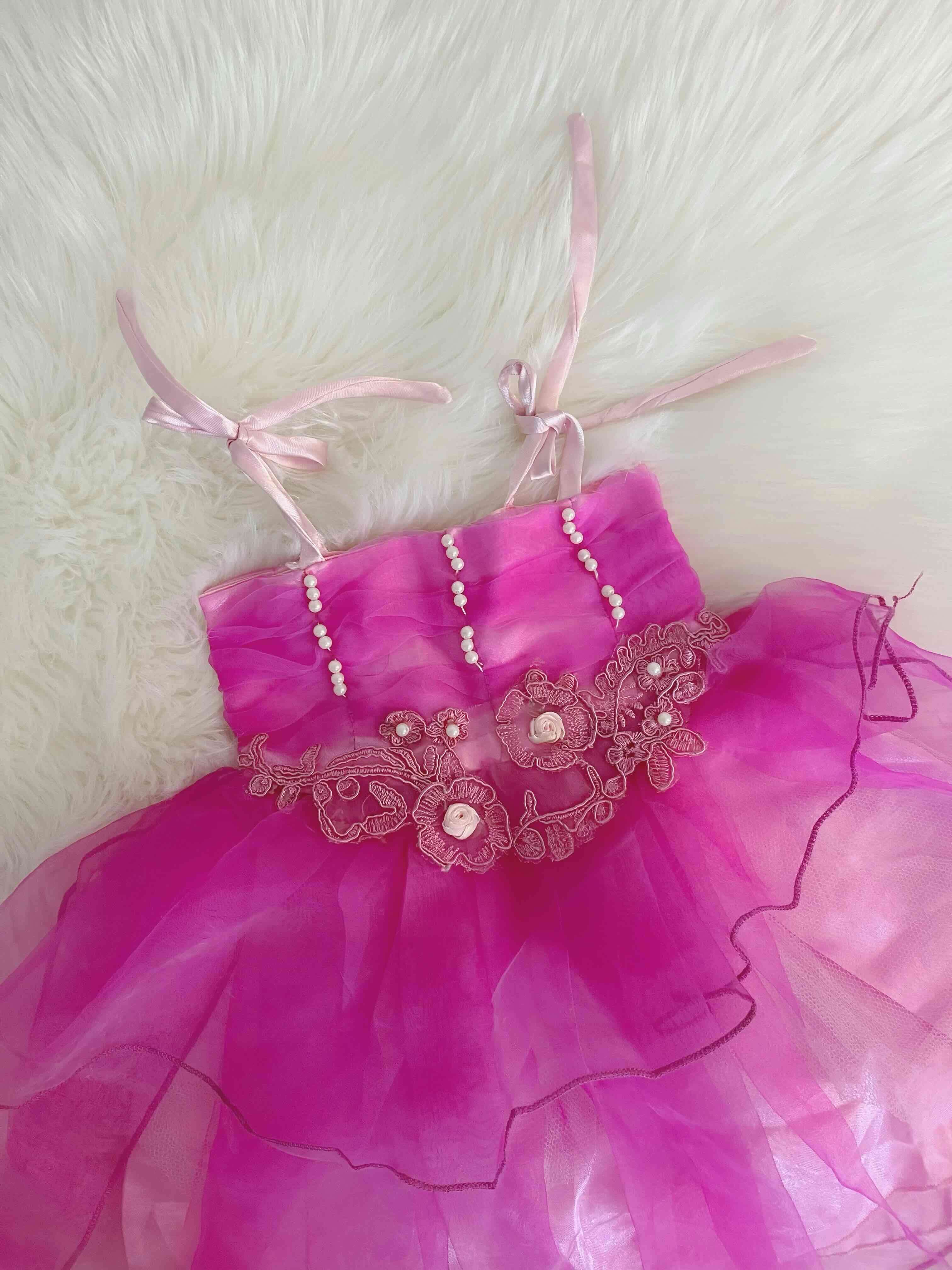 Vestido rosa para niña talla 12 meses - miniatura 2