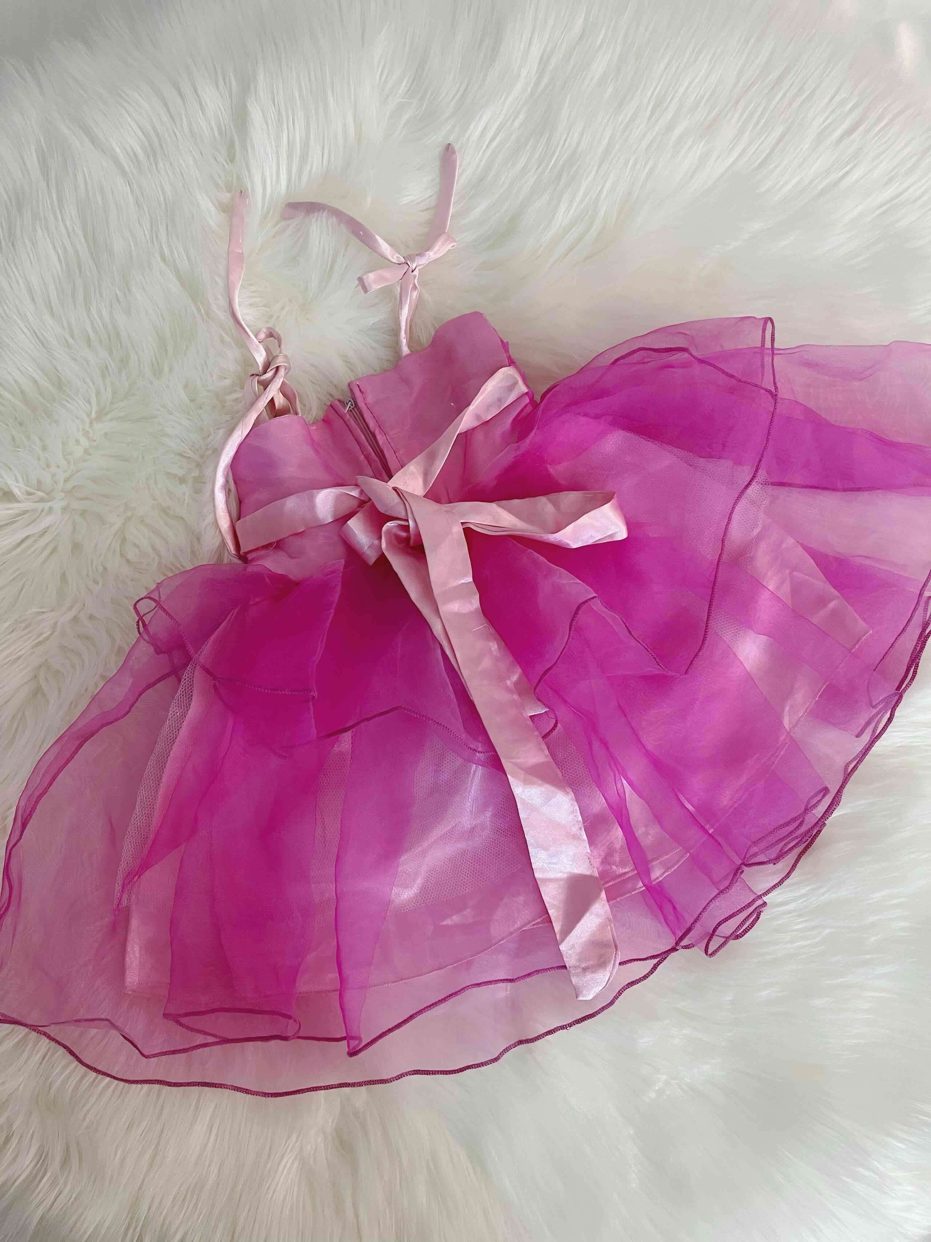 Vestido rosa para niña talla 12 meses - miniatura 3