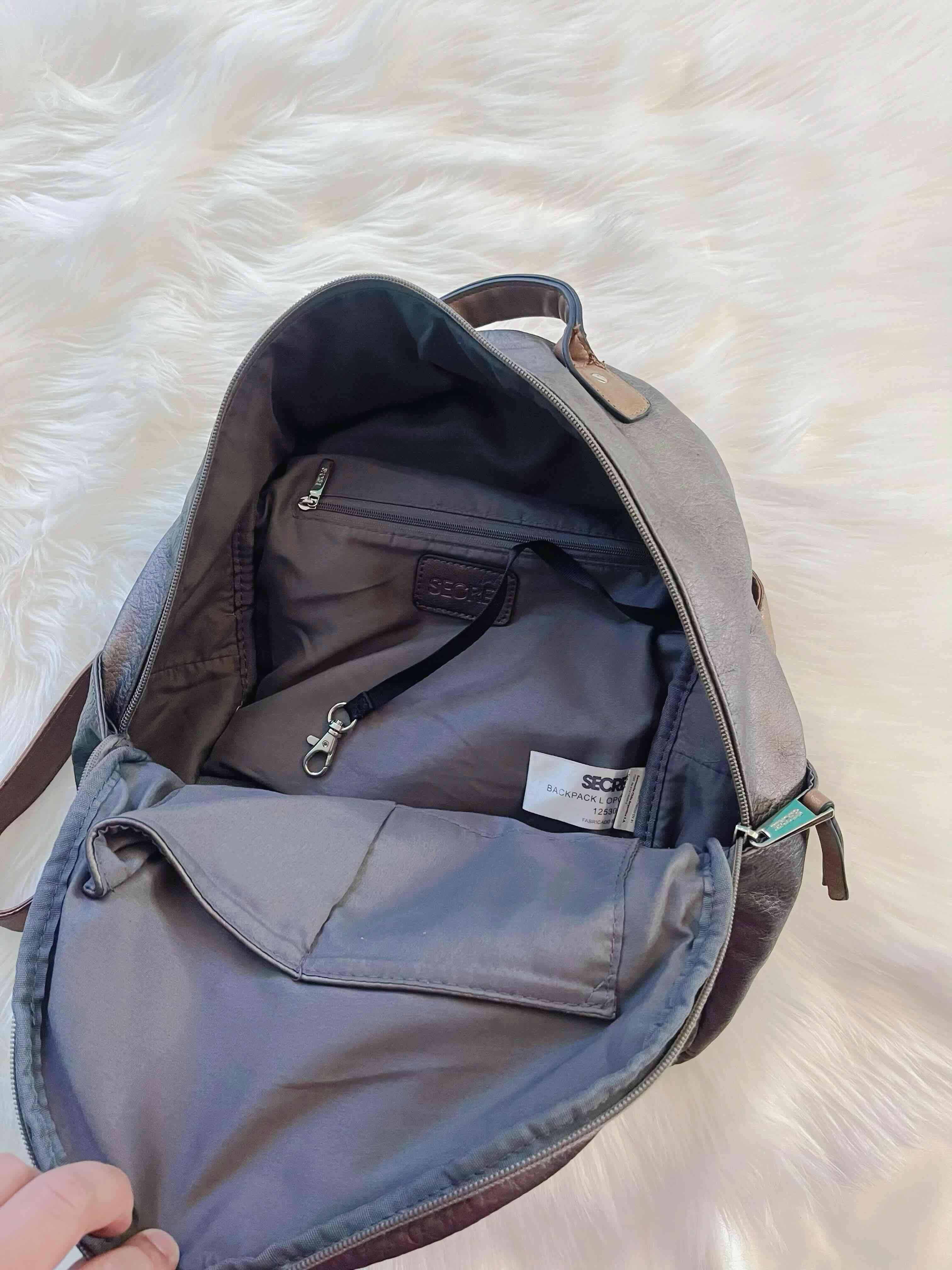 Mochila de cuero marrón Secret - miniatura 2