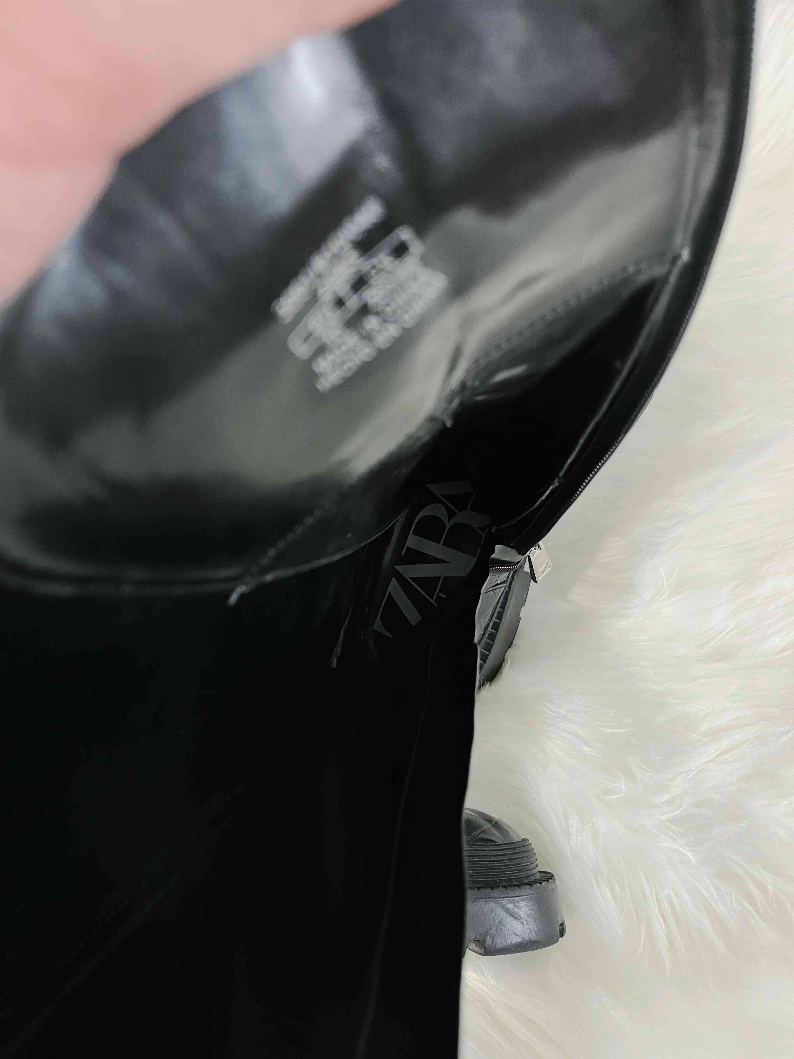 Botas negras altas de cuero ZARA talla 40 - miniatura 2