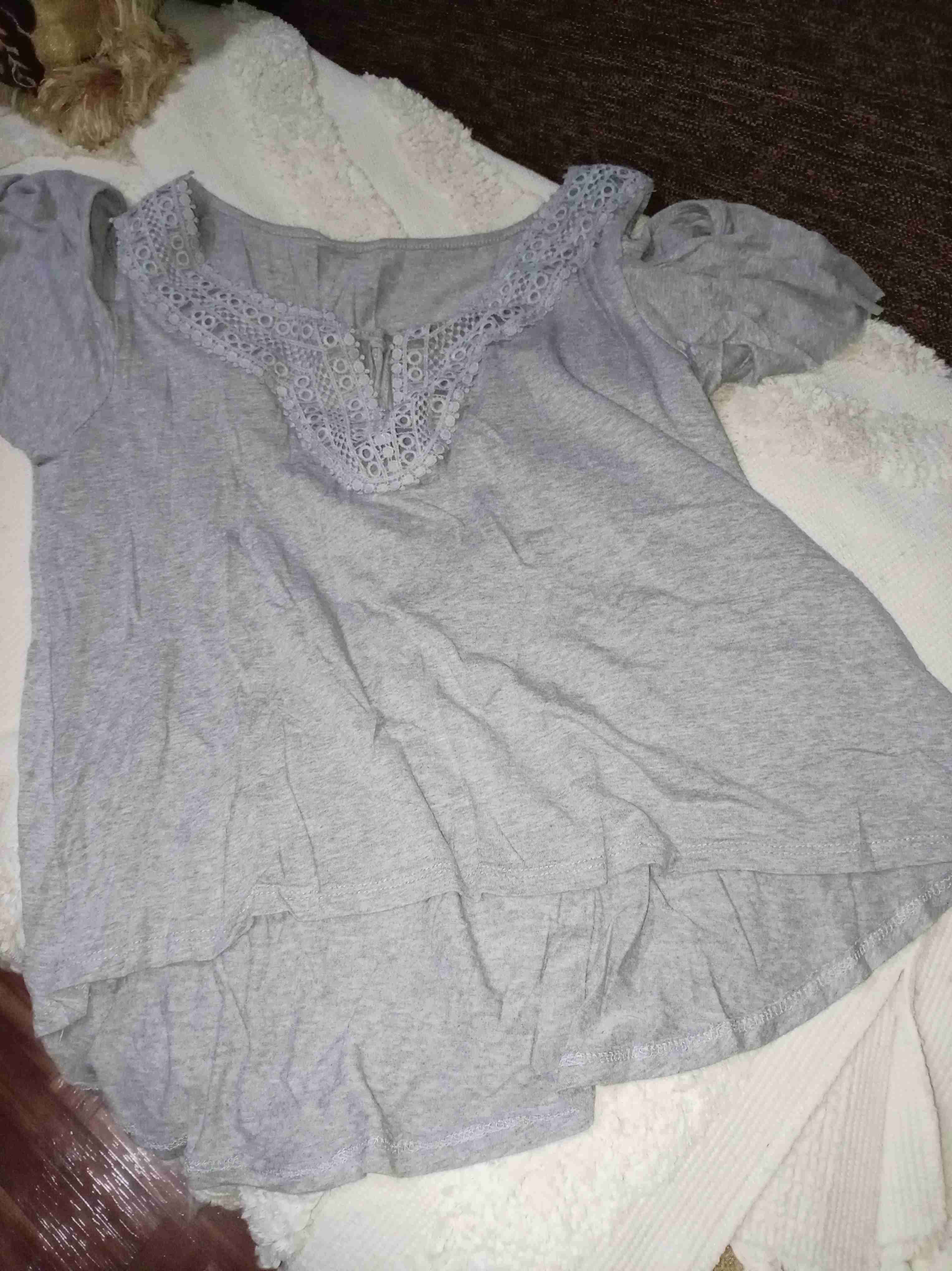 Polera gris con encaje - miniatura 6