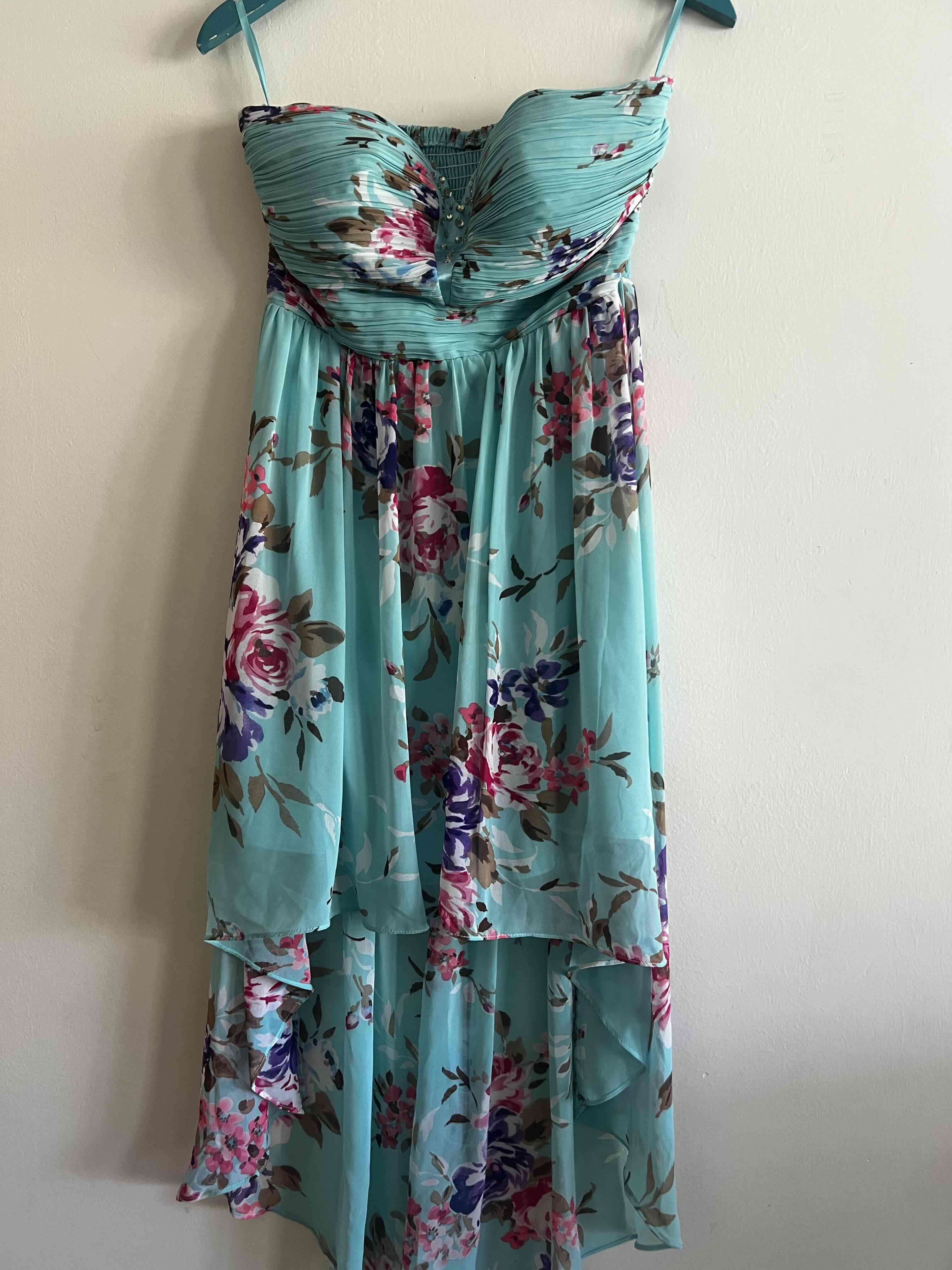 Vestido largo floral turquesa