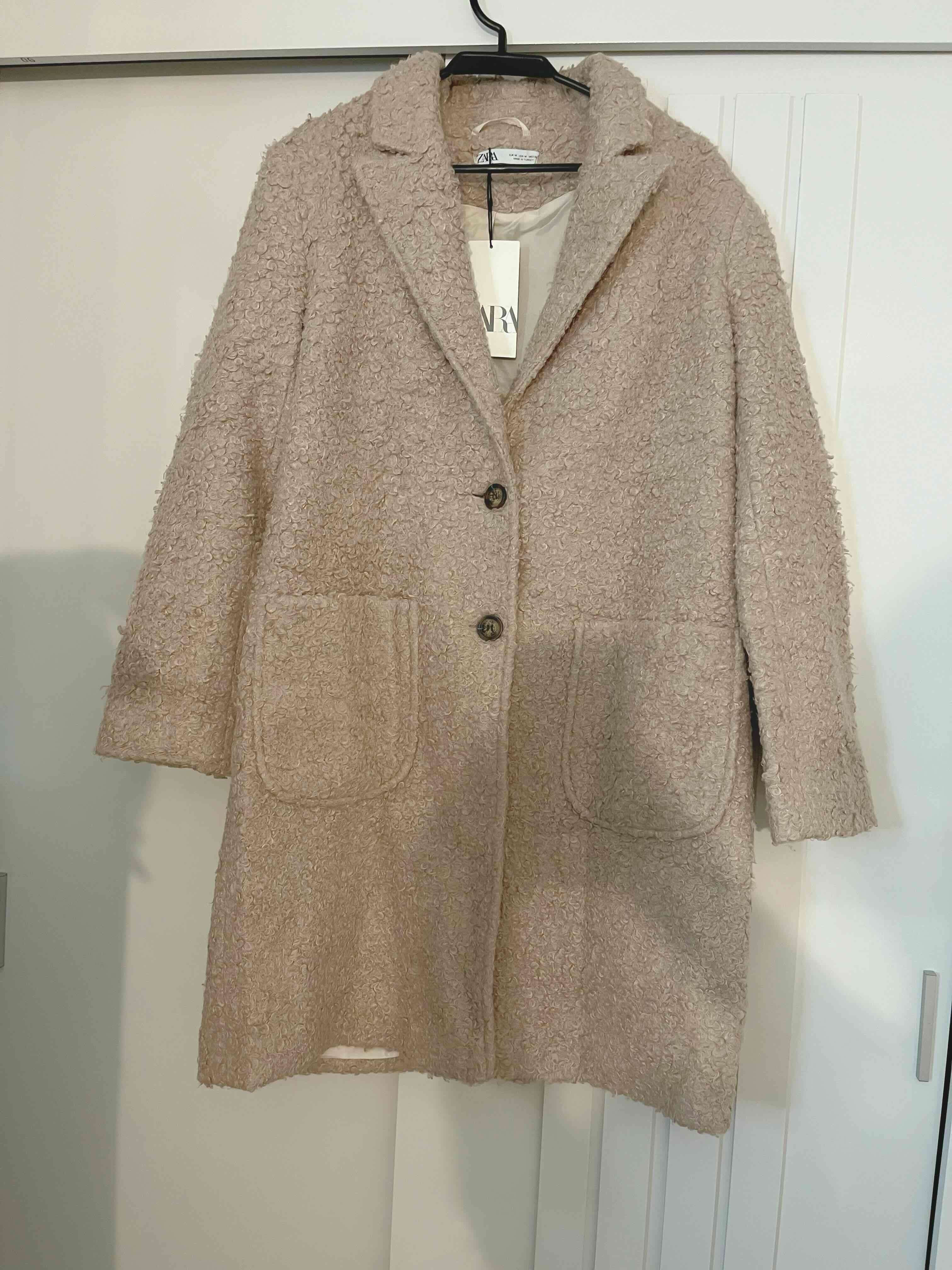 Abrigo beige con textura ZARA talla M/L overzised - miniatura 4