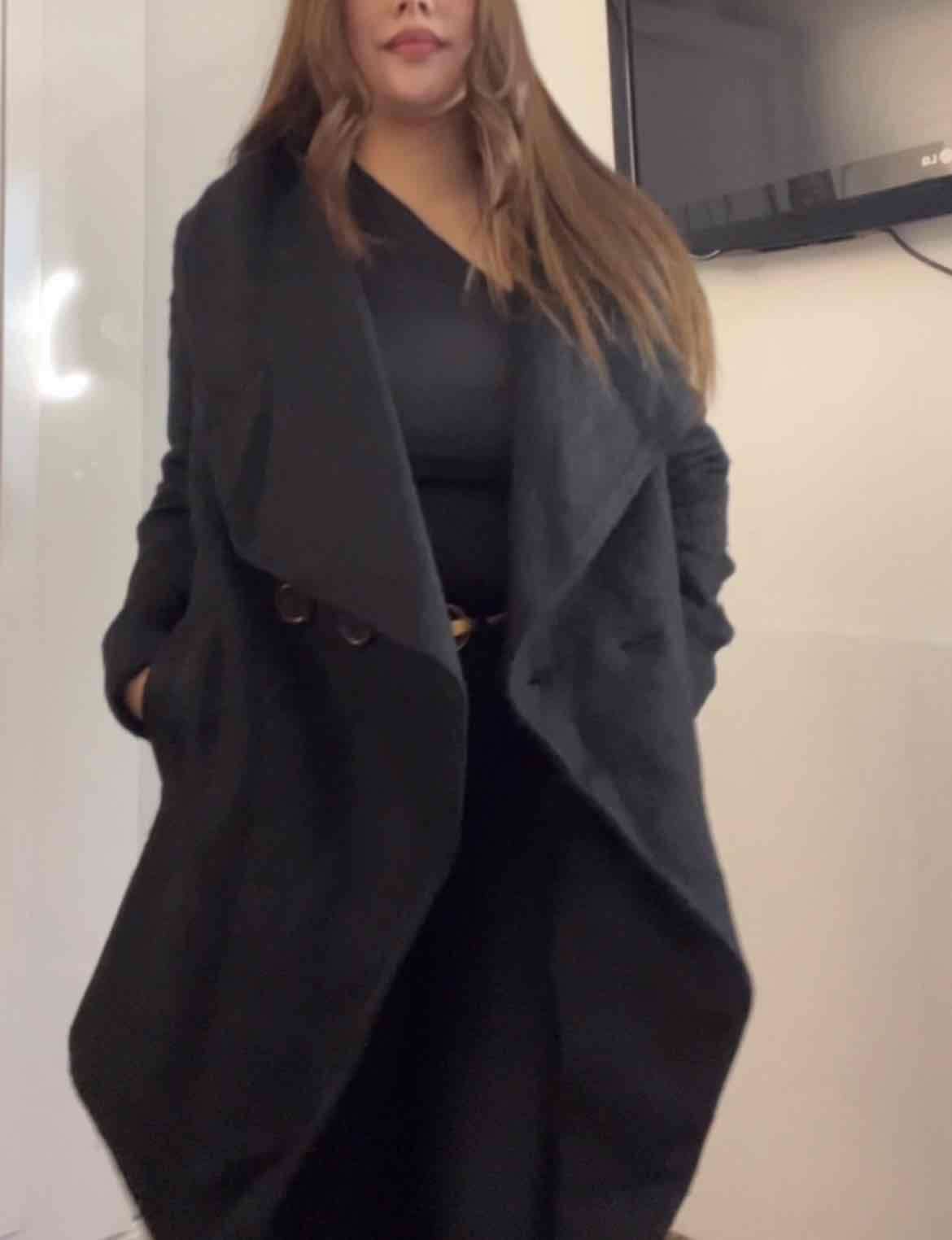 Abrigo negro mujer H&M talla M - miniatura 3