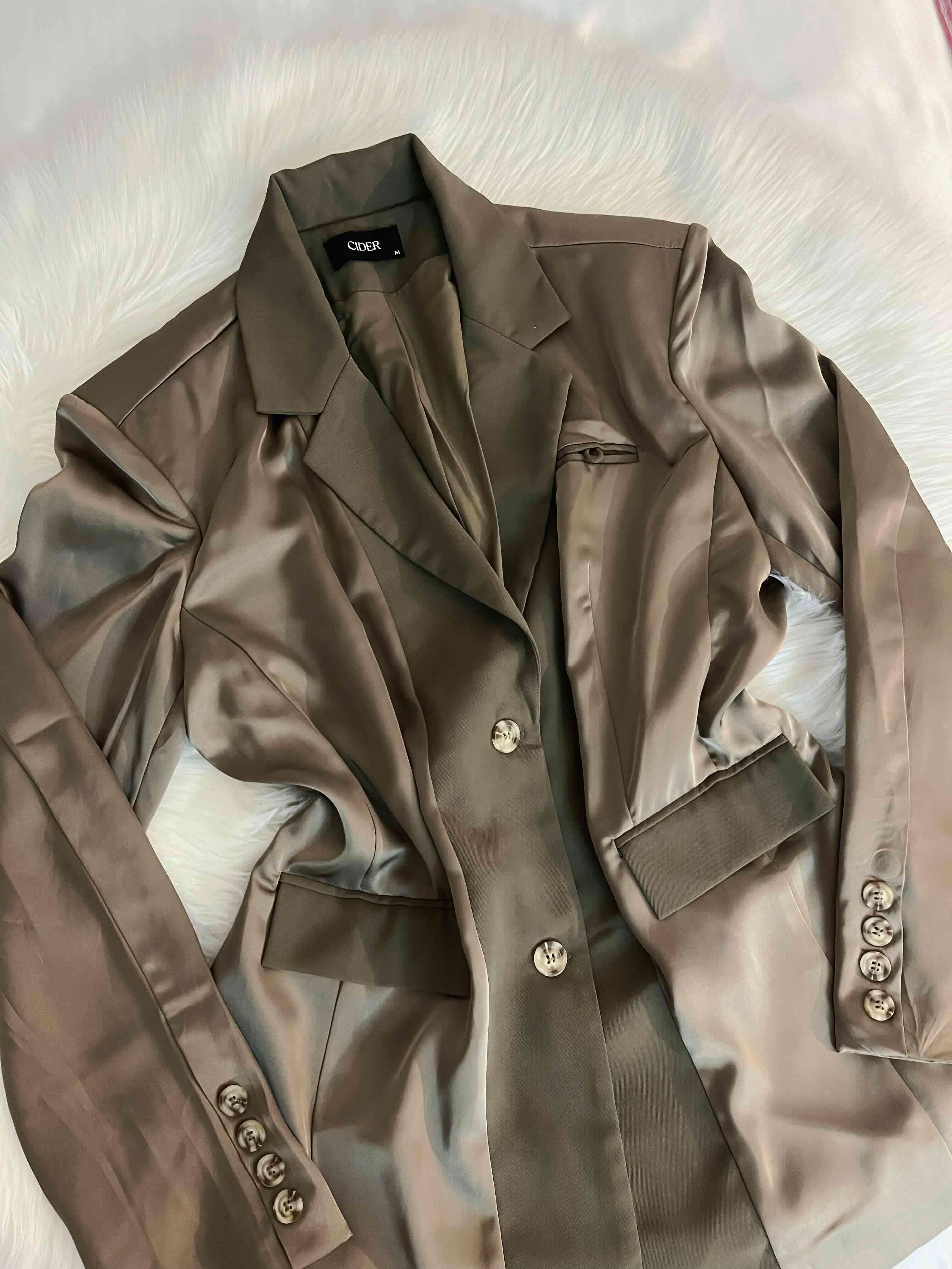 Blazer elegante color caqui talla M - miniatura 2