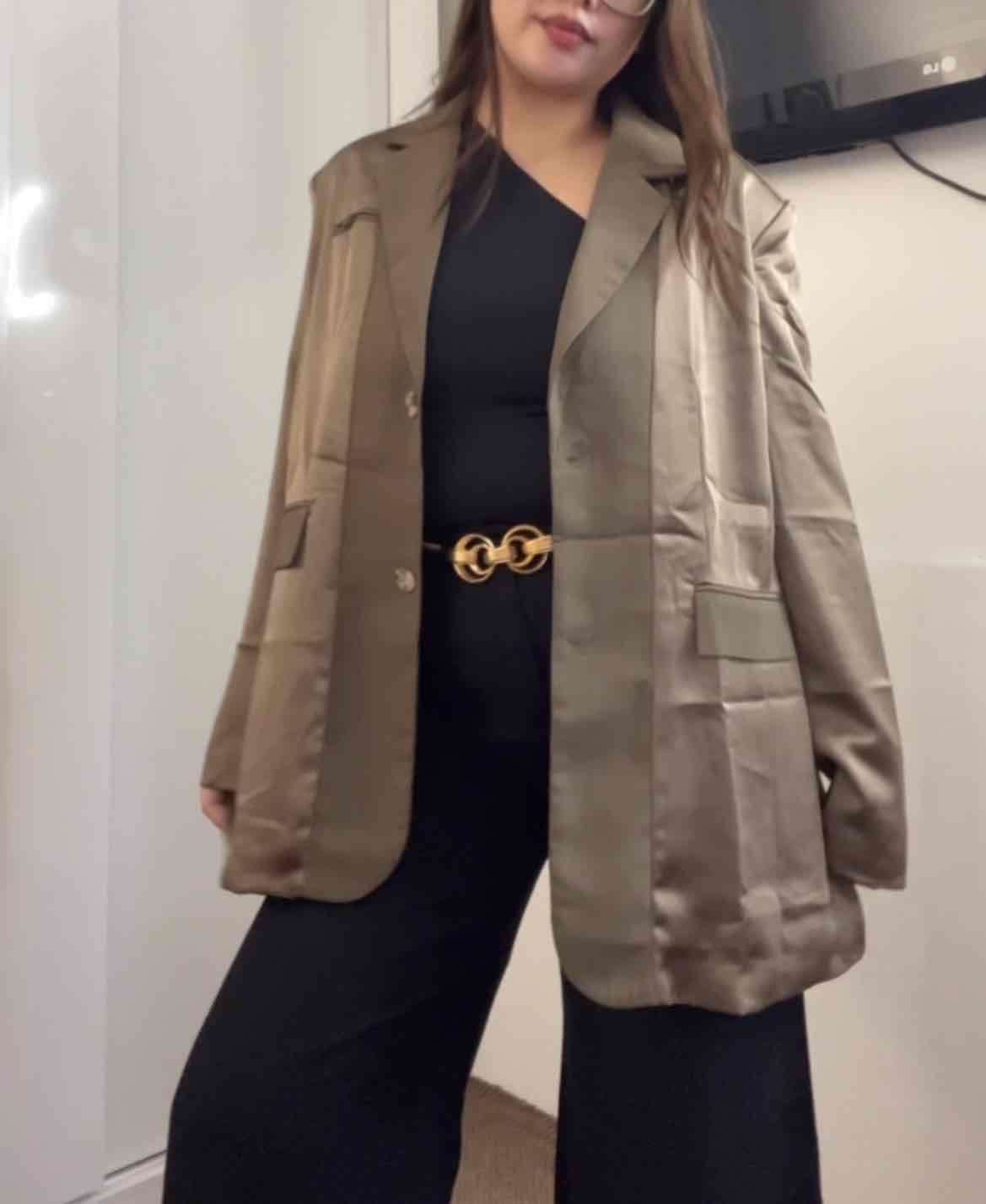 Blazer elegante color caqui talla M - miniatura 4