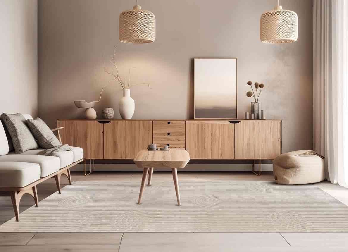 Alfombra decorativa beige 160x 230cm NUEVA - miniatura 3